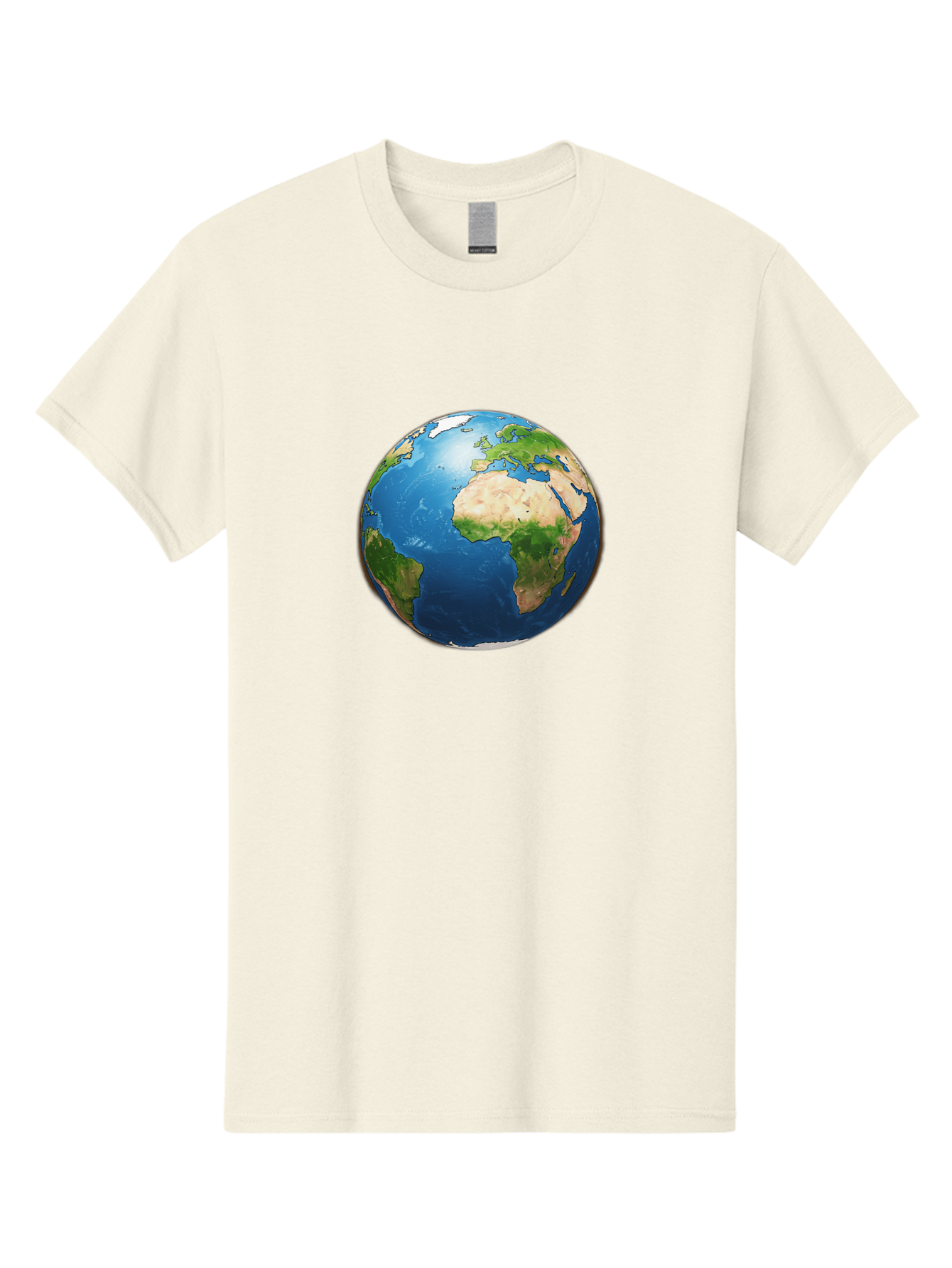 Earth-Globe Men'S Graphic Tee, 100% Cotton, Comfortable Casual Summer Wear, Machine Washable, Globe Showing Africa And Europe, International Connectivity, Global Unity, World Map, 3D Rendering, Earth From Space, Continents, Oceans Baa580