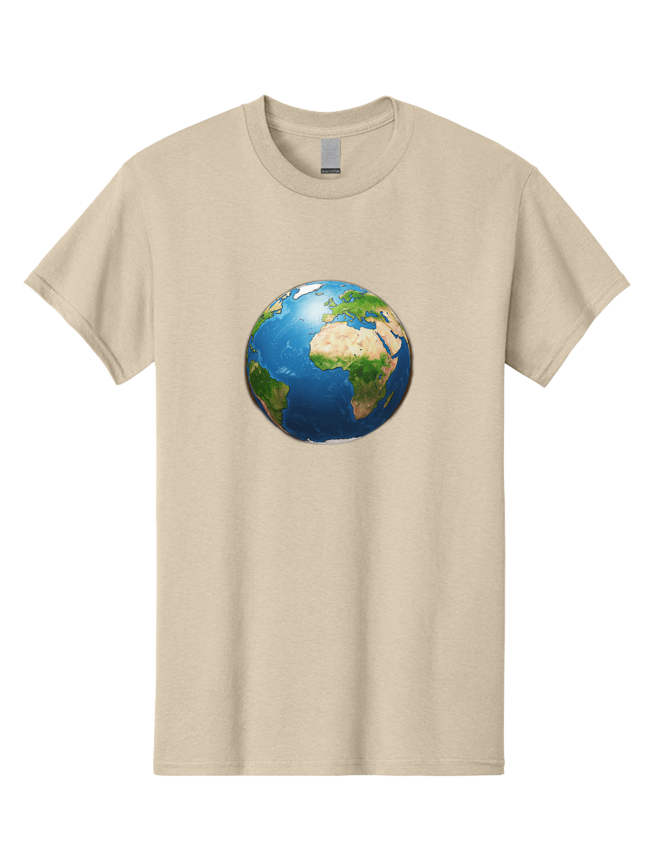 Earth-Globe Men'S Graphic Tee, 100% Cotton, Comfortable Casual Summer Wear, Machine Washable, Globe Showing Africa And Europe, International Connectivity, Global Unity, World Map, 3D Rendering, Earth From Space, Continents, Oceans Baa580