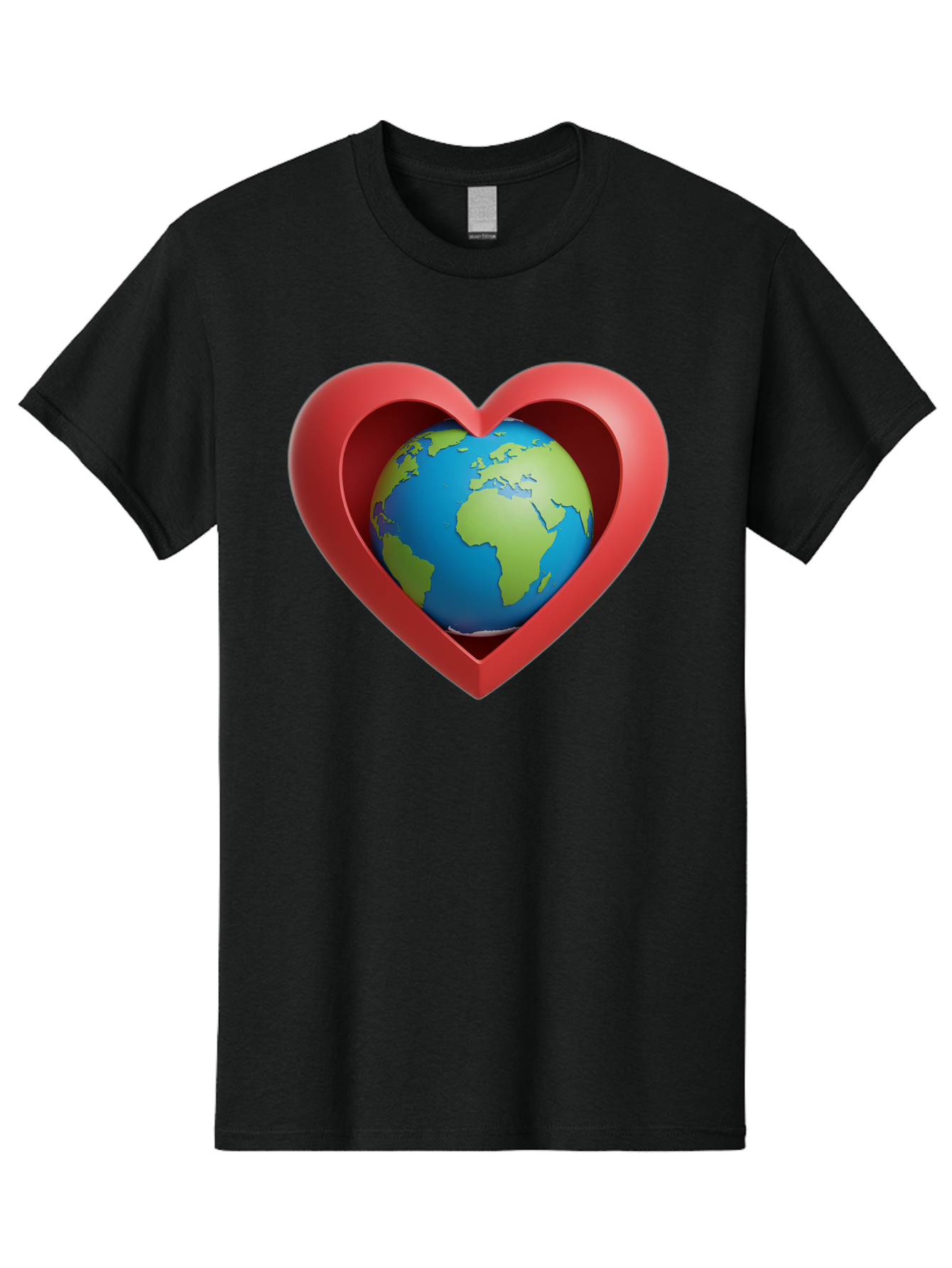 Earth-In-Heart-1 Men'S Graphic Tee, 100% Cotton, Comfortable Casual Summer Wear, Machine Washable, Globe Inside A Heart, 3D Rendering, Symbol Of Love For Earth, Environmental Awareness, Eco-Friendly, Global Unity, Caring For Planet Baa581
