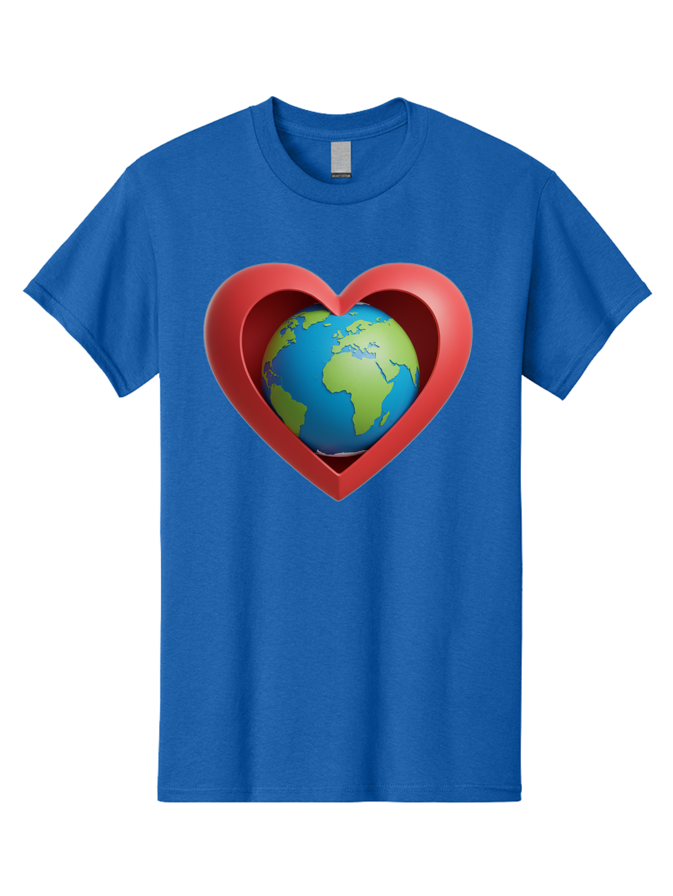 Earth-In-Heart-1 Men'S Graphic Tee, 100% Cotton, Comfortable Casual Summer Wear, Machine Washable, Globe Inside A Heart, 3D Rendering, Symbol Of Love For Earth, Environmental Awareness, Eco-Friendly, Global Unity, Caring For Planet Baa581