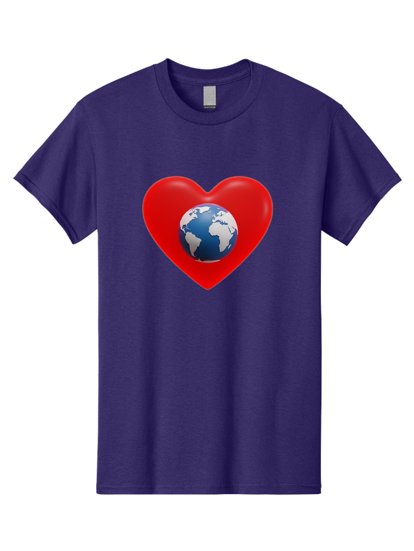 Earth-In-Heart Men'S Graphic Tee, 100% Cotton, Comfortable Casual Summer Wear, Machine Washable, Red Heart Shape, Earth Icon, Love Planet, Global Unity, Eco-Friendly Symbol, Heartwarming Imagery, World Love Baa584