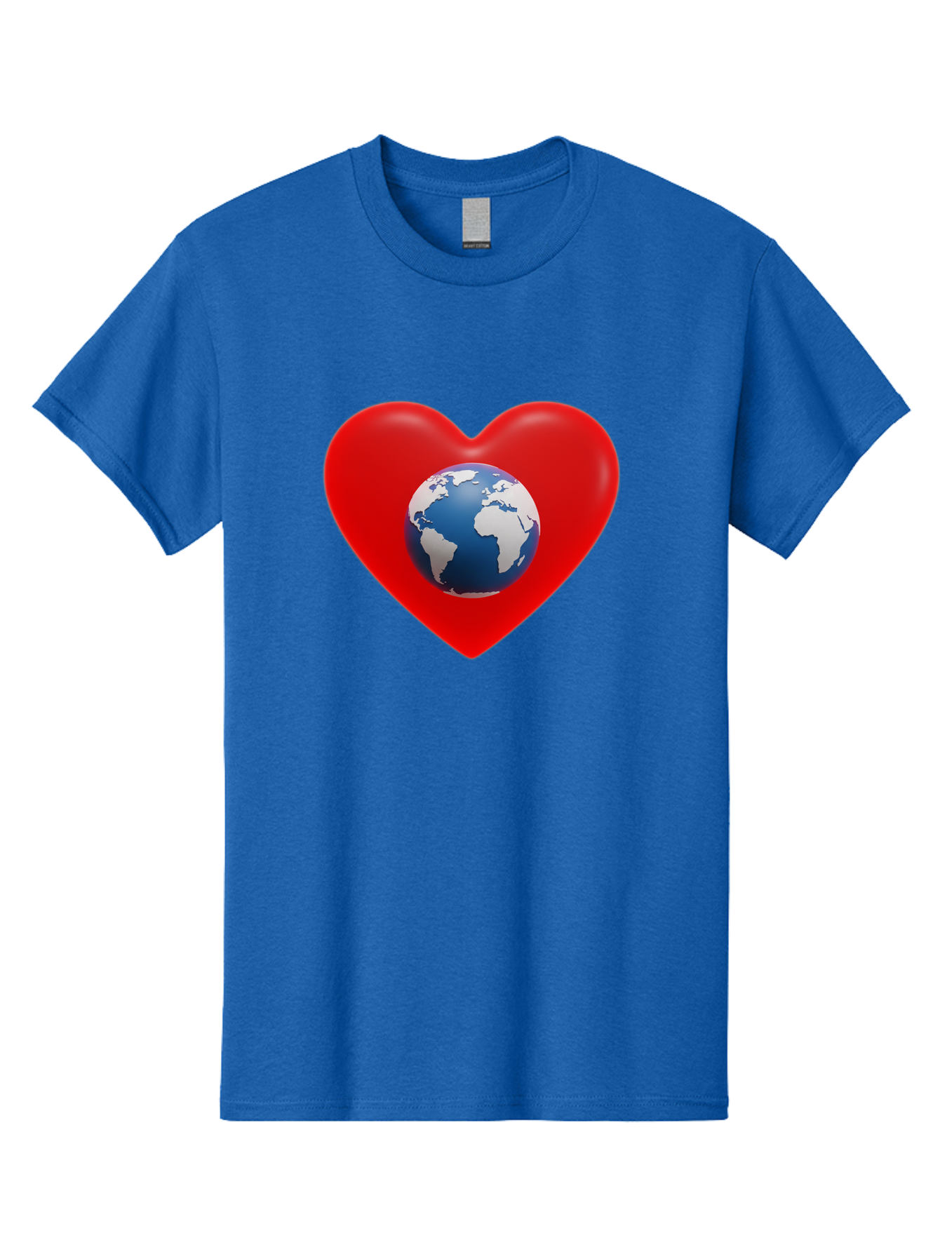 Earth-In-Heart Men'S Graphic Tee, 100% Cotton, Comfortable Casual Summer Wear, Machine Washable, Red Heart Shape, Earth Icon, Love Planet, Global Unity, Eco-Friendly Symbol, Heartwarming Imagery, World Love Baa584