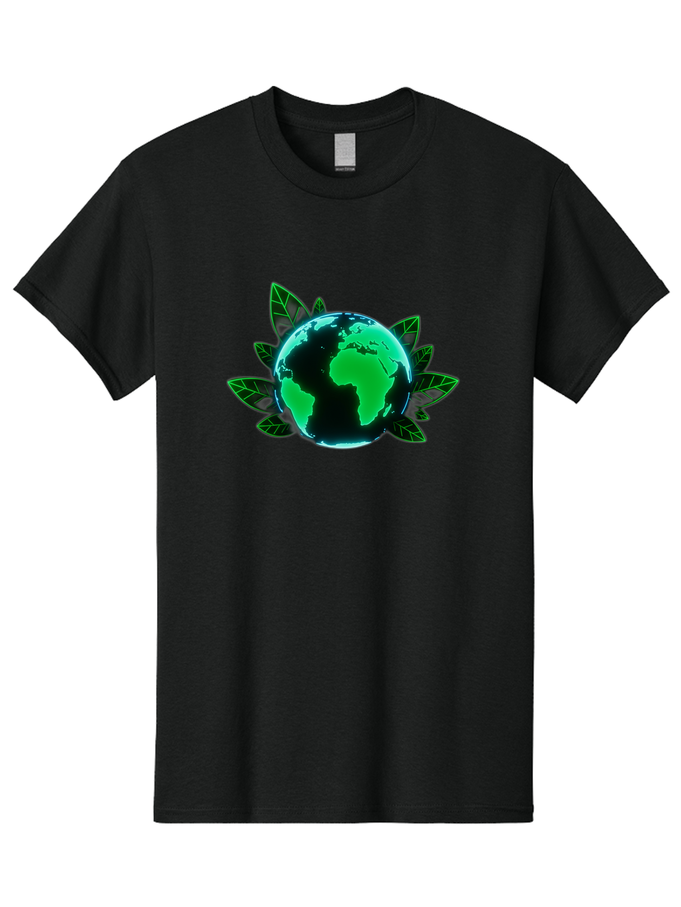 Earth-With-Leaves-1 Men'S Graphic Tee, 100% Cotton, Comfortable Casual Summer Wear, Machine Washable, Globe Surrounded By Leaves, Eco-Friendly, Environmental Awareness, Sustainable Living, Green Initiative, World Unity, Conservation Effort, Baa588