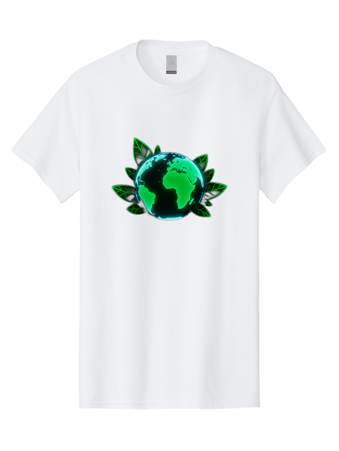 Earth-With-Leaves-1 Men'S Graphic Tee, 100% Cotton, Comfortable Casual Summer Wear, Machine Washable, Globe Surrounded By Leaves, Eco-Friendly, Environmental Awareness, Sustainable Living, Green Initiative, World Unity, Conservation Effort, Baa588