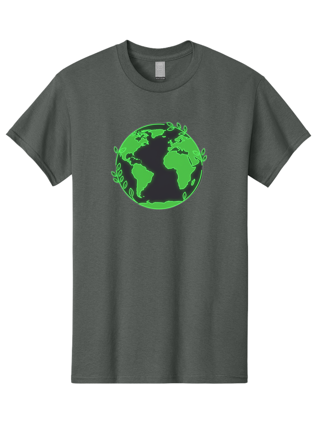 Earth-With-Leaves-2 Men'S Graphic Tee, 100% Cotton, Comfortable Casual Summer Wear, Machine Washable, Green Earth, Leaves Around The Globe, Eco-Friendly, Environmental Awareness, Global Unity, Nature Conservation, Sustainability, Earth Day Baa589