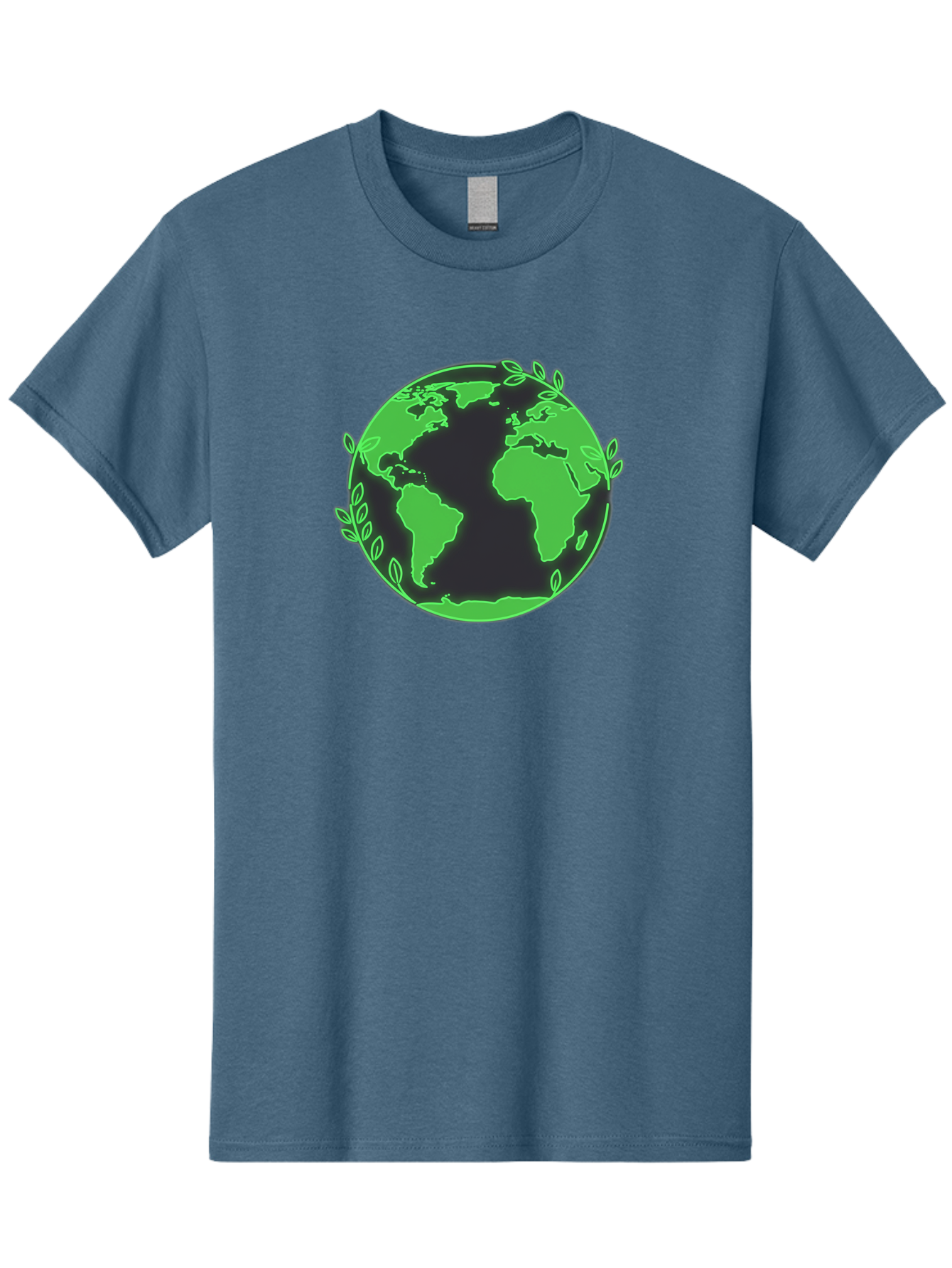 Earth-With-Leaves-2 Men'S Graphic Tee, 100% Cotton, Comfortable Casual Summer Wear, Machine Washable, Green Earth, Leaves Around The Globe, Eco-Friendly, Environmental Awareness, Global Unity, Nature Conservation, Sustainability, Earth Day Baa589