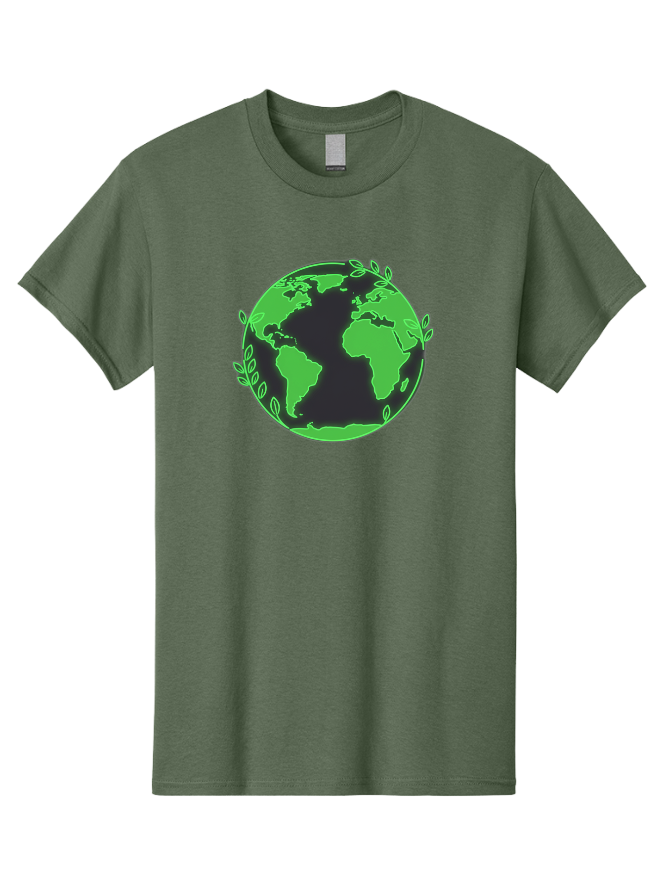 Earth-With-Leaves-2 Men'S Graphic Tee, 100% Cotton, Comfortable Casual Summer Wear, Machine Washable, Green Earth, Leaves Around The Globe, Eco-Friendly, Environmental Awareness, Global Unity, Nature Conservation, Sustainability, Earth Day Baa589