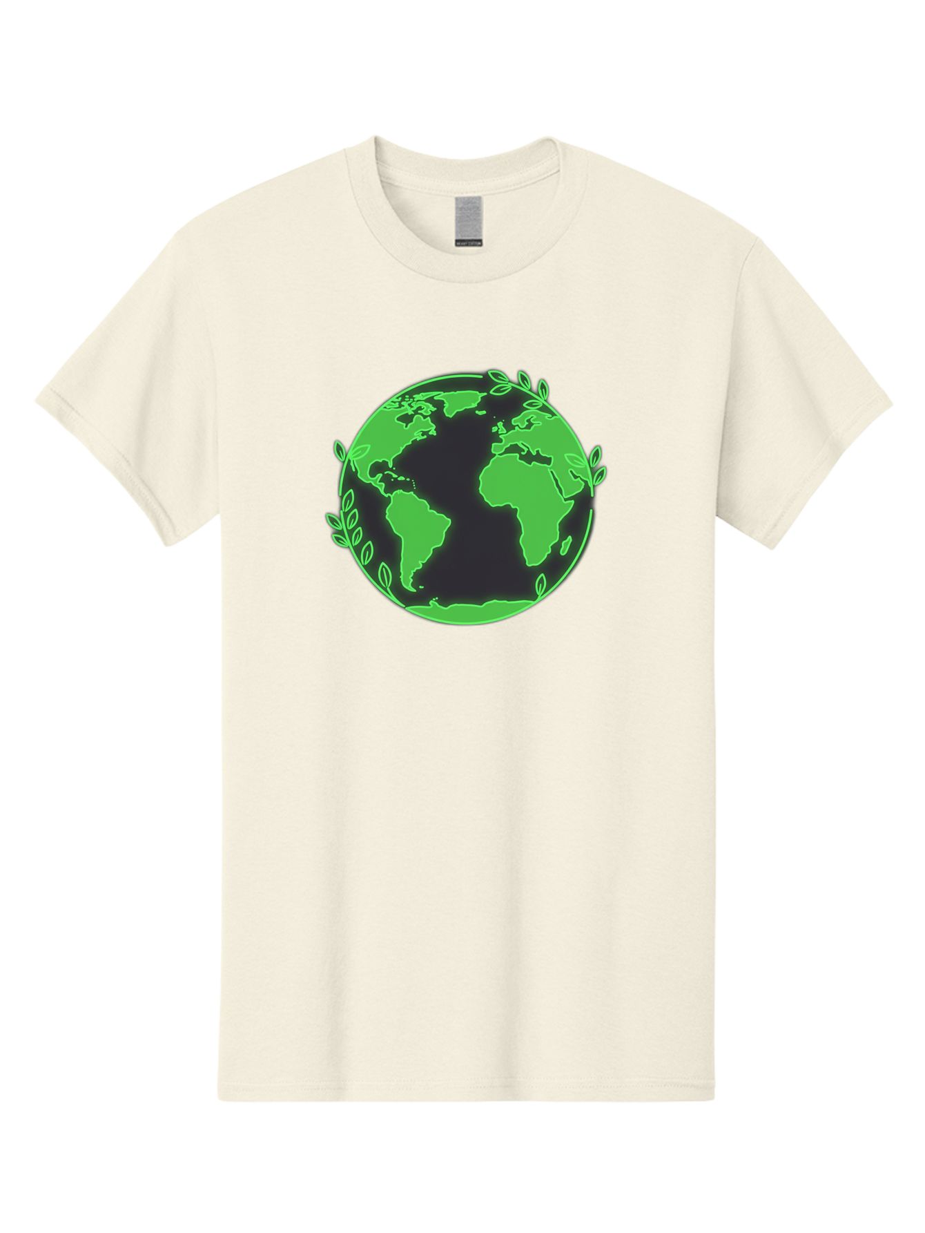 Earth-With-Leaves-2 Men'S Graphic Tee, 100% Cotton, Comfortable Casual Summer Wear, Machine Washable, Green Earth, Leaves Around The Globe, Eco-Friendly, Environmental Awareness, Global Unity, Nature Conservation, Sustainability, Earth Day Baa589