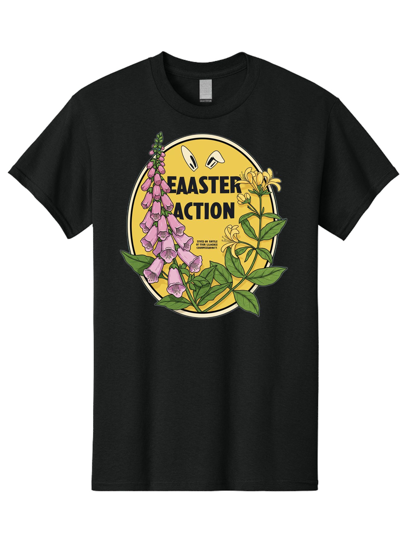 Easter-Action Men'S Graphic Tee, 100% Cotton, Comfortable Casual Summer Wear, Machine Washable, Easter Action Graphic, Easter Eggs, Digital Illustration, Foxglove Flowers, Spring Flowers, Pastel Colors, Botanical Art, Floral Design, Baa595