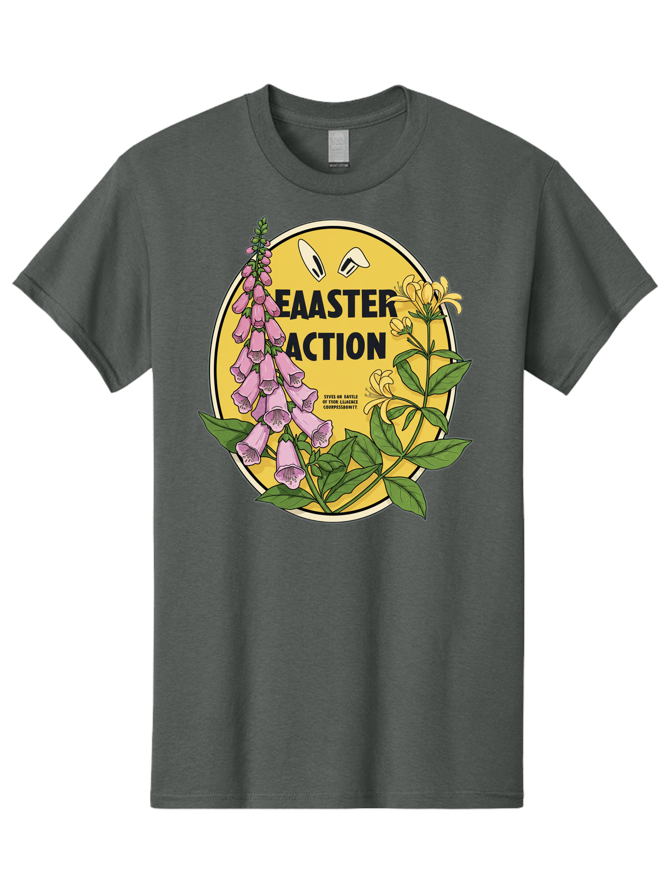 Easter-Action Men'S Graphic Tee, 100% Cotton, Comfortable Casual Summer Wear, Machine Washable, Easter Action Graphic, Easter Eggs, Digital Illustration, Foxglove Flowers, Spring Flowers, Pastel Colors, Botanical Art, Floral Design, Baa595