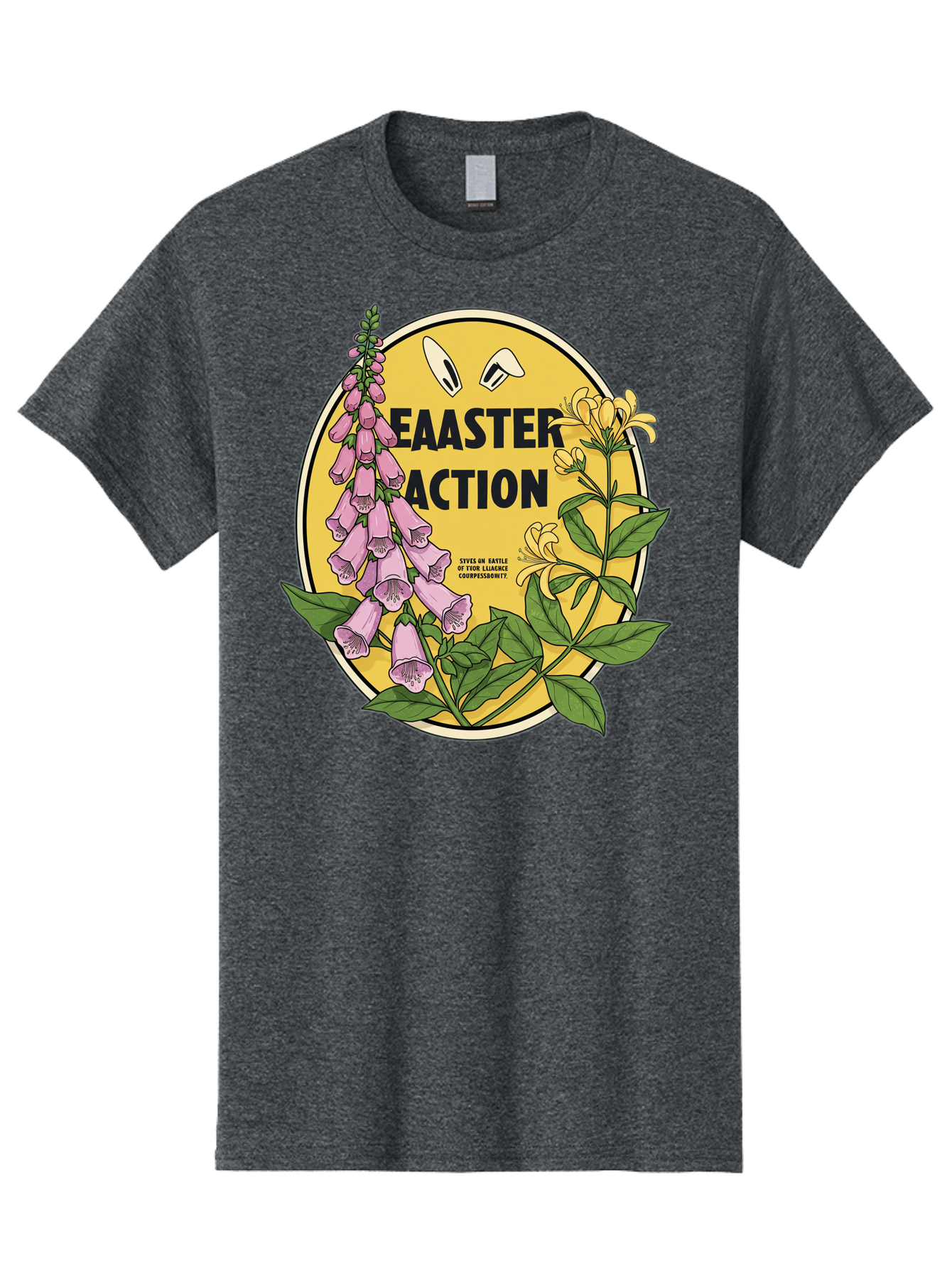 Easter-Action Men'S Graphic Tee, 100% Cotton, Comfortable Casual Summer Wear, Machine Washable, Easter Action Graphic, Easter Eggs, Digital Illustration, Foxglove Flowers, Spring Flowers, Pastel Colors, Botanical Art, Floral Design, Baa595
