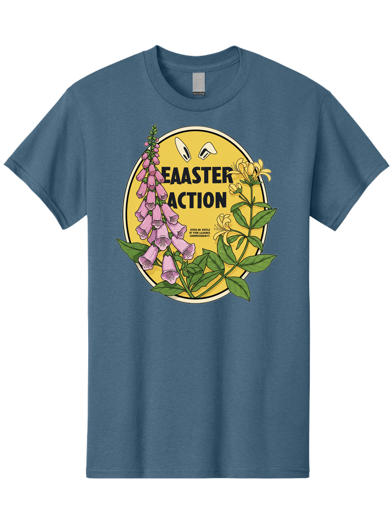 Easter-Action Men'S Graphic Tee, 100% Cotton, Comfortable Casual Summer Wear, Machine Washable, Easter Action Graphic, Easter Eggs, Digital Illustration, Foxglove Flowers, Spring Flowers, Pastel Colors, Botanical Art, Floral Design, Baa595
