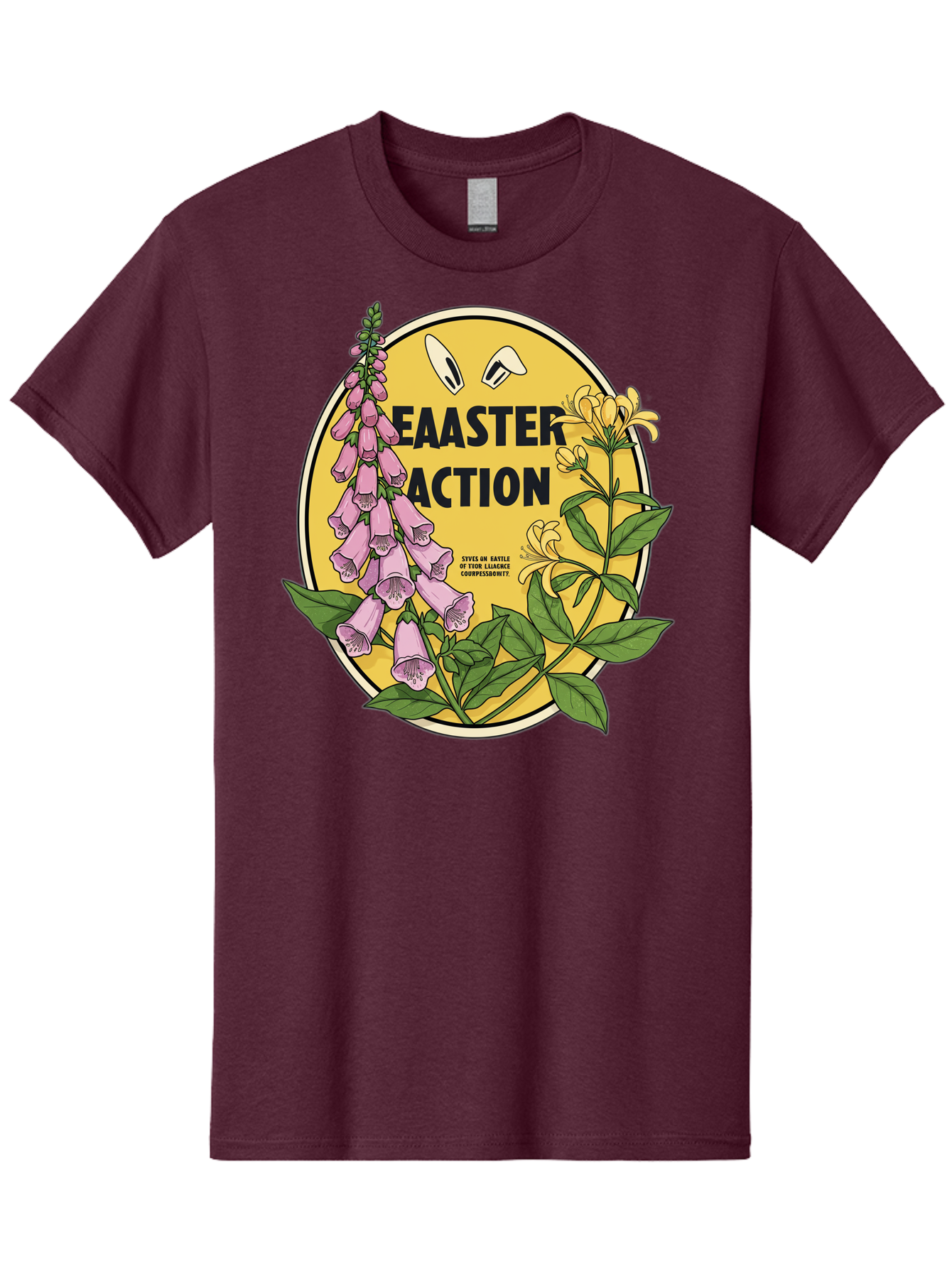 Easter-Action Men'S Graphic Tee, 100% Cotton, Comfortable Casual Summer Wear, Machine Washable, Easter Action Graphic, Easter Eggs, Digital Illustration, Foxglove Flowers, Spring Flowers, Pastel Colors, Botanical Art, Floral Design, Baa595