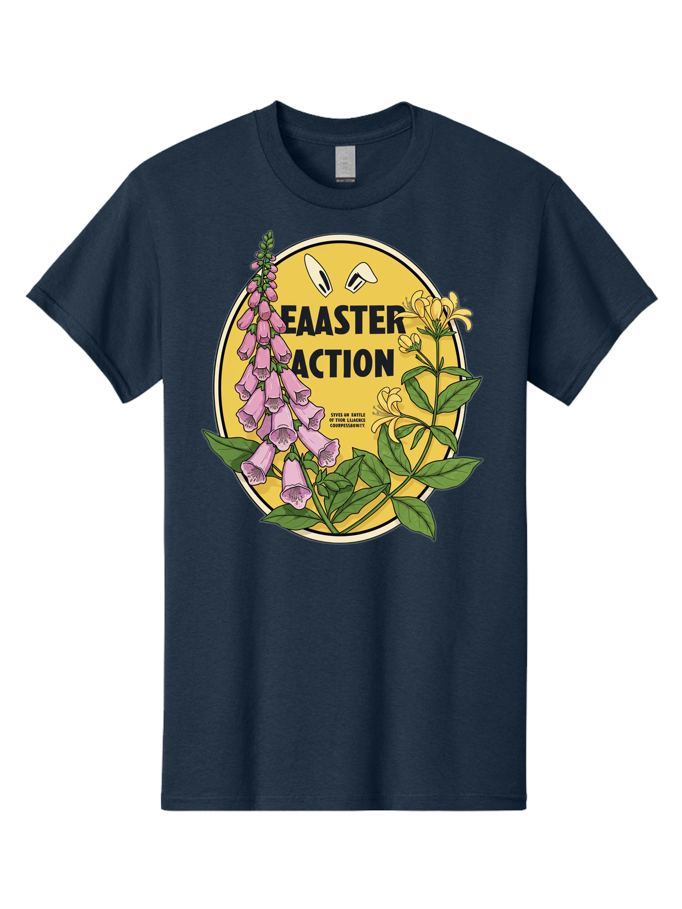 Easter-Action Men'S Graphic Tee, 100% Cotton, Comfortable Casual Summer Wear, Machine Washable, Easter Action Graphic, Easter Eggs, Digital Illustration, Foxglove Flowers, Spring Flowers, Pastel Colors, Botanical Art, Floral Design, Baa595