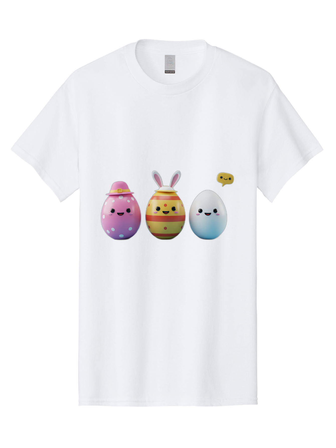 Easter-Eggs-1 Men'S Graphic Tee, 100% Cotton, Comfortable Casual Summer Wear, Machine Washable, Cartoon Easter Eggs, Colorful Eggs, Easter Egg Hunt, Spring Celebration, Adorable Characters, Cute Designs, Easter Egg Characters, Pastel Colors, Baa603