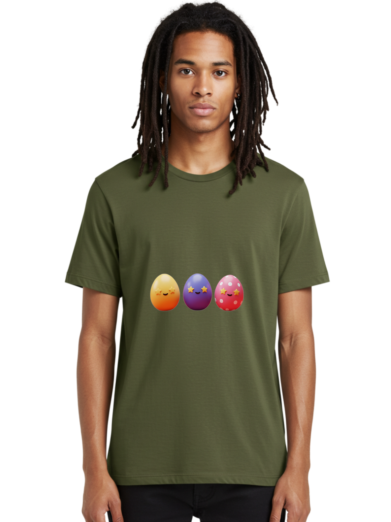 Easter-Eggs-2 Men'S Graphic Tee, 100% Cotton, Comfortable Casual Summer Wear, Machine Washable, Colorful Easter Eggs, Cartoon Eggs, Happy Faces, Smiling Eggs, Festive Decorations, Easter Celebration, Spring Theme, Vibrant Colors, Baa607