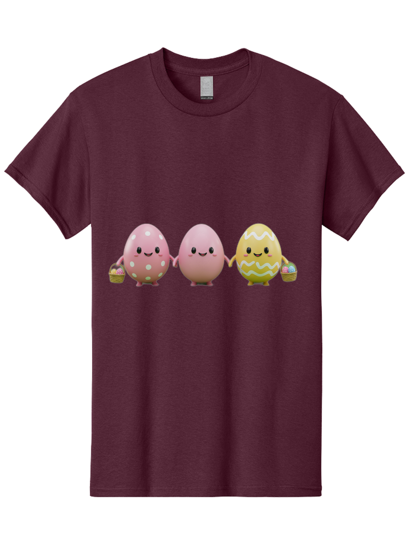 Easter-Eggs-3 Men'S Graphic Tee, 100% Cotton, Comfortable Casual Summer Wear, Machine Washable, Happy Easter Eggs, Smiling Faces, 3D Cartoon Eggs, Pastel Colors, Egg Decorations, Easter Basket, Festive Treats, Adorable Characters, Baa608