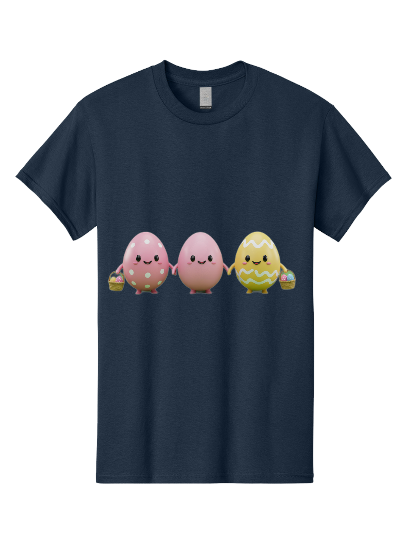 Easter-Eggs-3 Men'S Graphic Tee, 100% Cotton, Comfortable Casual Summer Wear, Machine Washable, Happy Easter Eggs, Smiling Faces, 3D Cartoon Eggs, Pastel Colors, Egg Decorations, Easter Basket, Festive Treats, Adorable Characters, Baa608