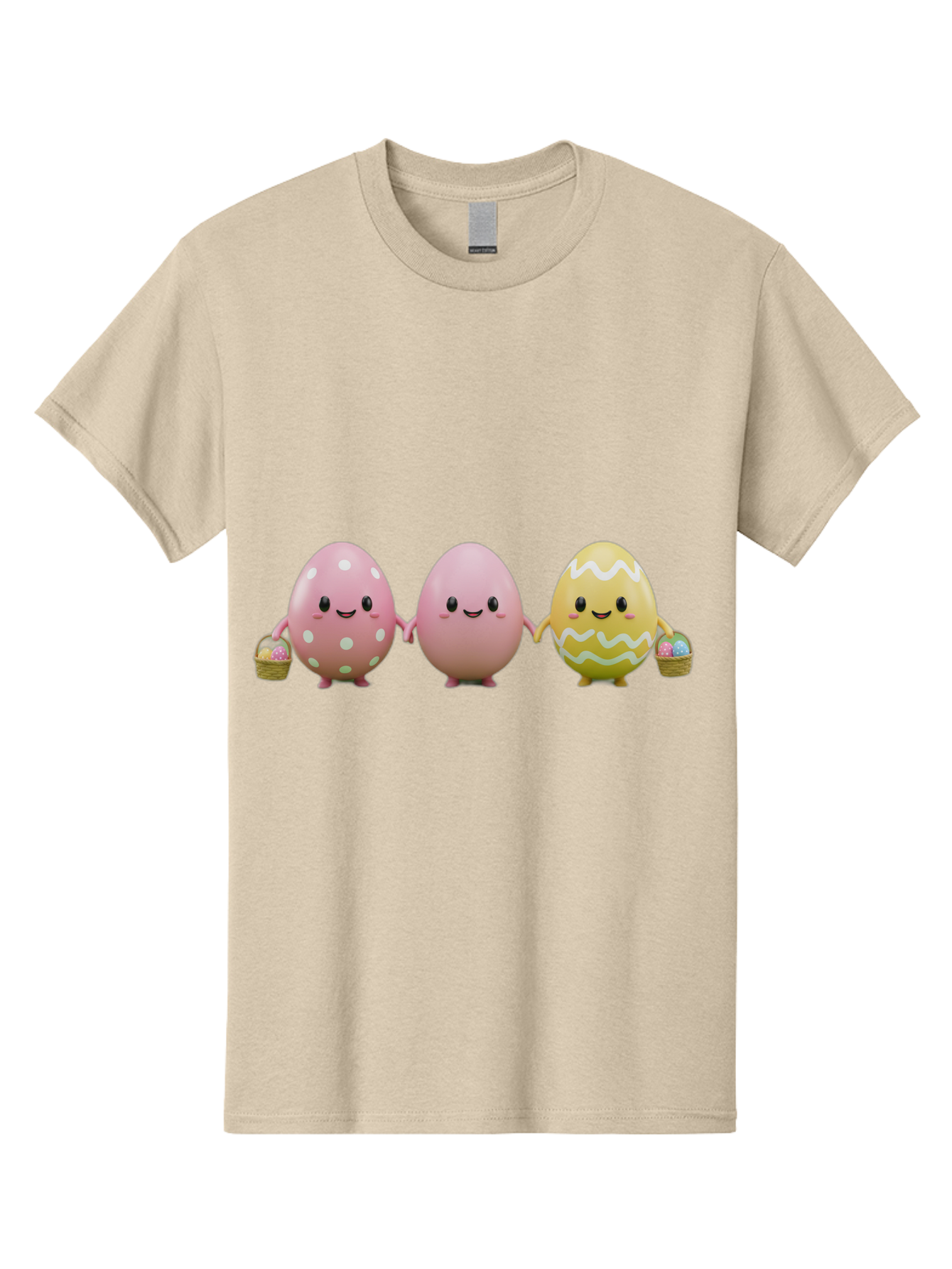 Easter-Eggs-3 Men'S Graphic Tee, 100% Cotton, Comfortable Casual Summer Wear, Machine Washable, Happy Easter Eggs, Smiling Faces, 3D Cartoon Eggs, Pastel Colors, Egg Decorations, Easter Basket, Festive Treats, Adorable Characters, Baa608