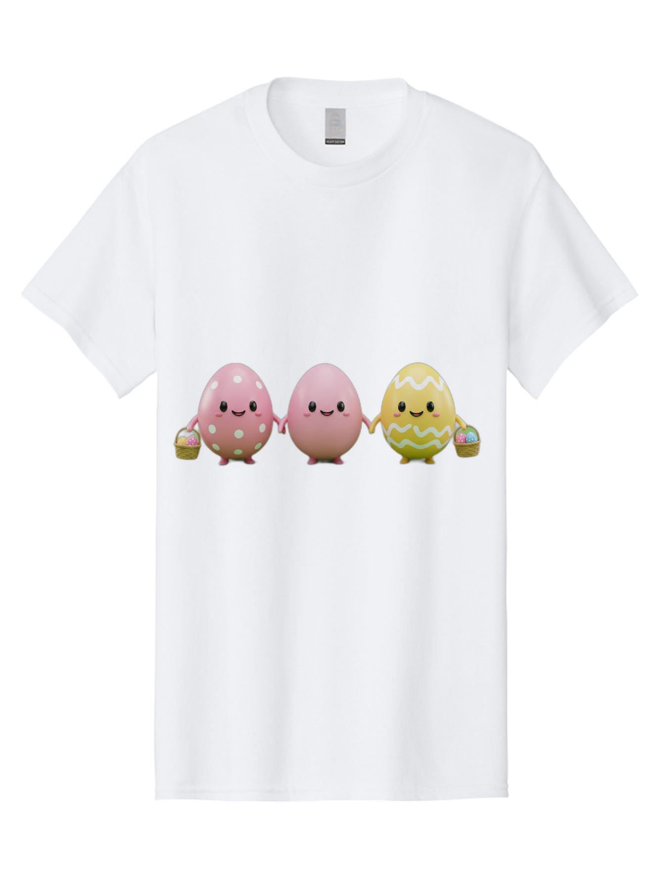 Easter-Eggs-3 Men'S Graphic Tee, 100% Cotton, Comfortable Casual Summer Wear, Machine Washable, Happy Easter Eggs, Smiling Faces, 3D Cartoon Eggs, Pastel Colors, Egg Decorations, Easter Basket, Festive Treats, Adorable Characters, Baa608