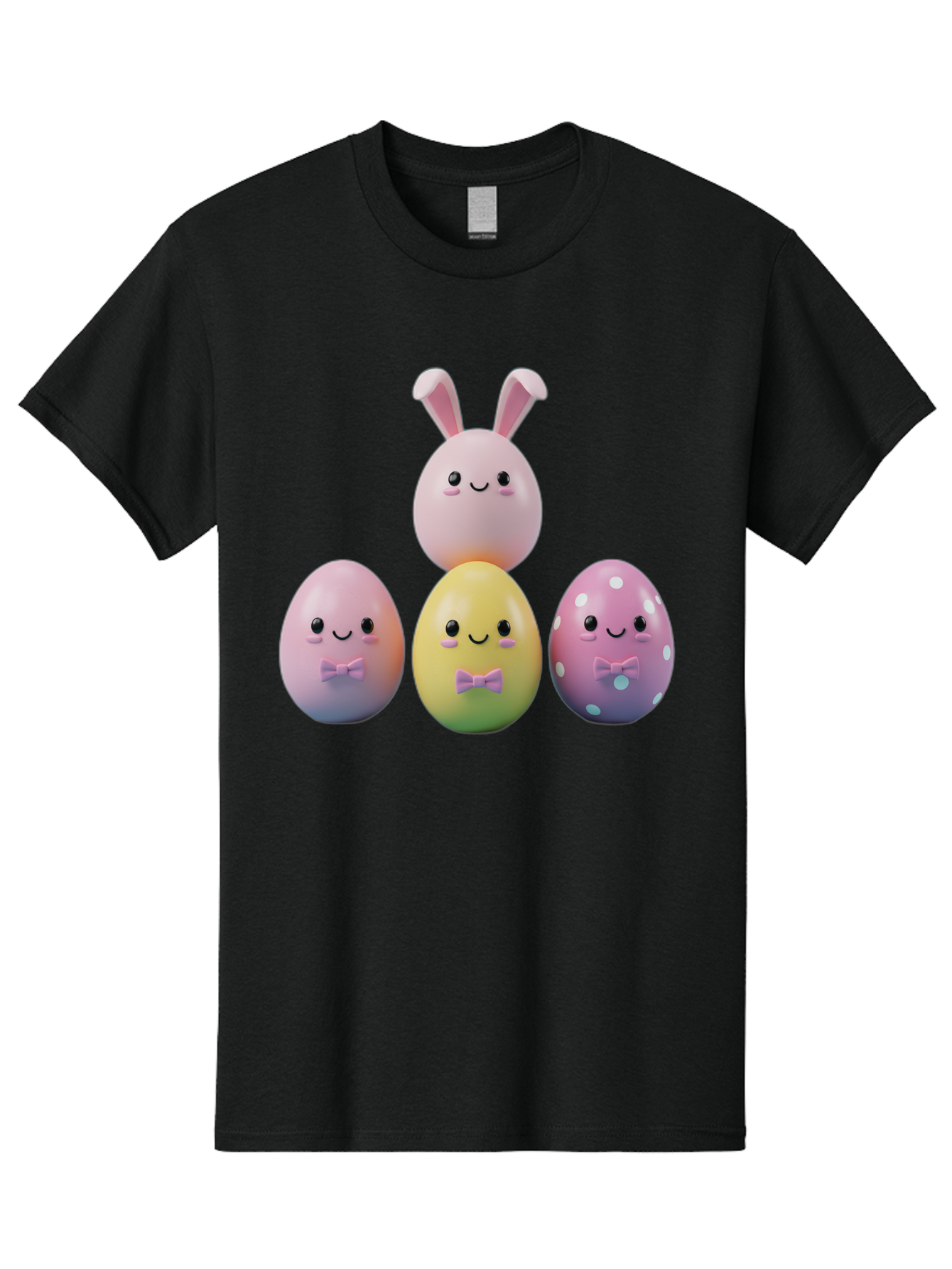 Easter-Eggs-5 Men'S Graphic Tee, 100% Cotton, Comfortable Casual Summer Wear, Machine Washable, Easter Eggs With Smiling Faces, Pastel Colors, Bow Ties, Bunny Ears, Festive Decor, Spring Theme, Cartoon Style, Adorable Characters, Happy Easter, Baa610