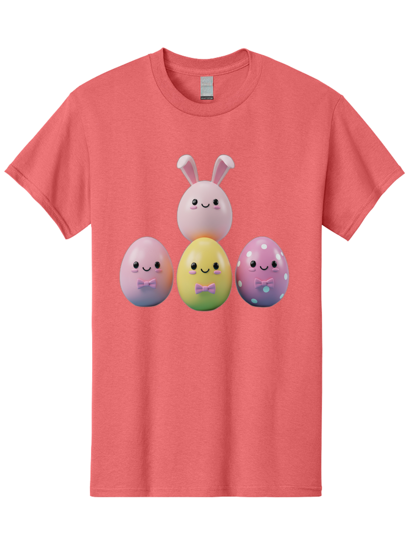 Easter-Eggs-5 Men'S Graphic Tee, 100% Cotton, Comfortable Casual Summer Wear, Machine Washable, Easter Eggs With Smiling Faces, Pastel Colors, Bow Ties, Bunny Ears, Festive Decor, Spring Theme, Cartoon Style, Adorable Characters, Happy Easter, Baa610