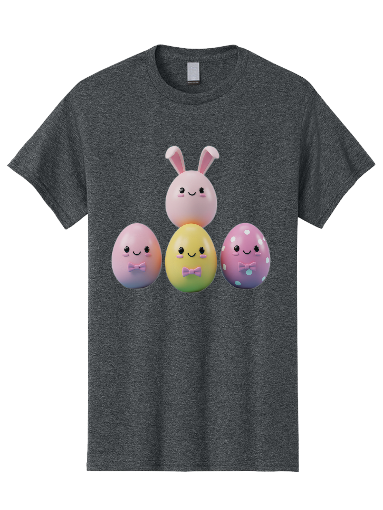 Easter-Eggs-5 Men'S Graphic Tee, 100% Cotton, Comfortable Casual Summer Wear, Machine Washable, Easter Eggs With Smiling Faces, Pastel Colors, Bow Ties, Bunny Ears, Festive Decor, Spring Theme, Cartoon Style, Adorable Characters, Happy Easter, Baa610