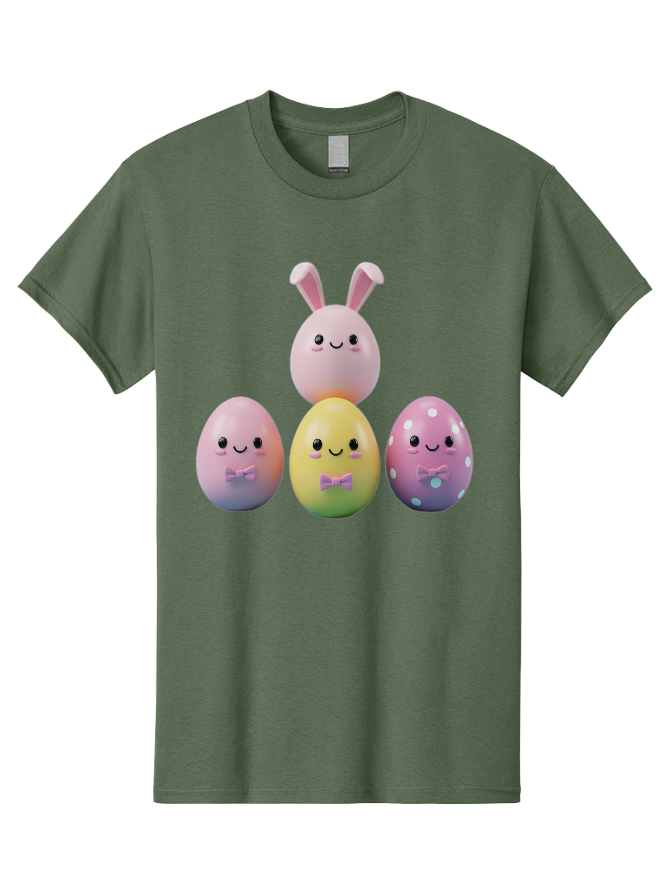 Easter-Eggs-5 Men'S Graphic Tee, 100% Cotton, Comfortable Casual Summer Wear, Machine Washable, Easter Eggs With Smiling Faces, Pastel Colors, Bow Ties, Bunny Ears, Festive Decor, Spring Theme, Cartoon Style, Adorable Characters, Happy Easter, Baa610