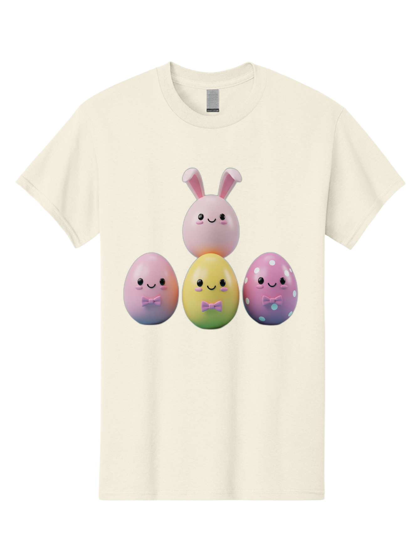 Easter-Eggs-5 Men'S Graphic Tee, 100% Cotton, Comfortable Casual Summer Wear, Machine Washable, Easter Eggs With Smiling Faces, Pastel Colors, Bow Ties, Bunny Ears, Festive Decor, Spring Theme, Cartoon Style, Adorable Characters, Happy Easter, Baa610