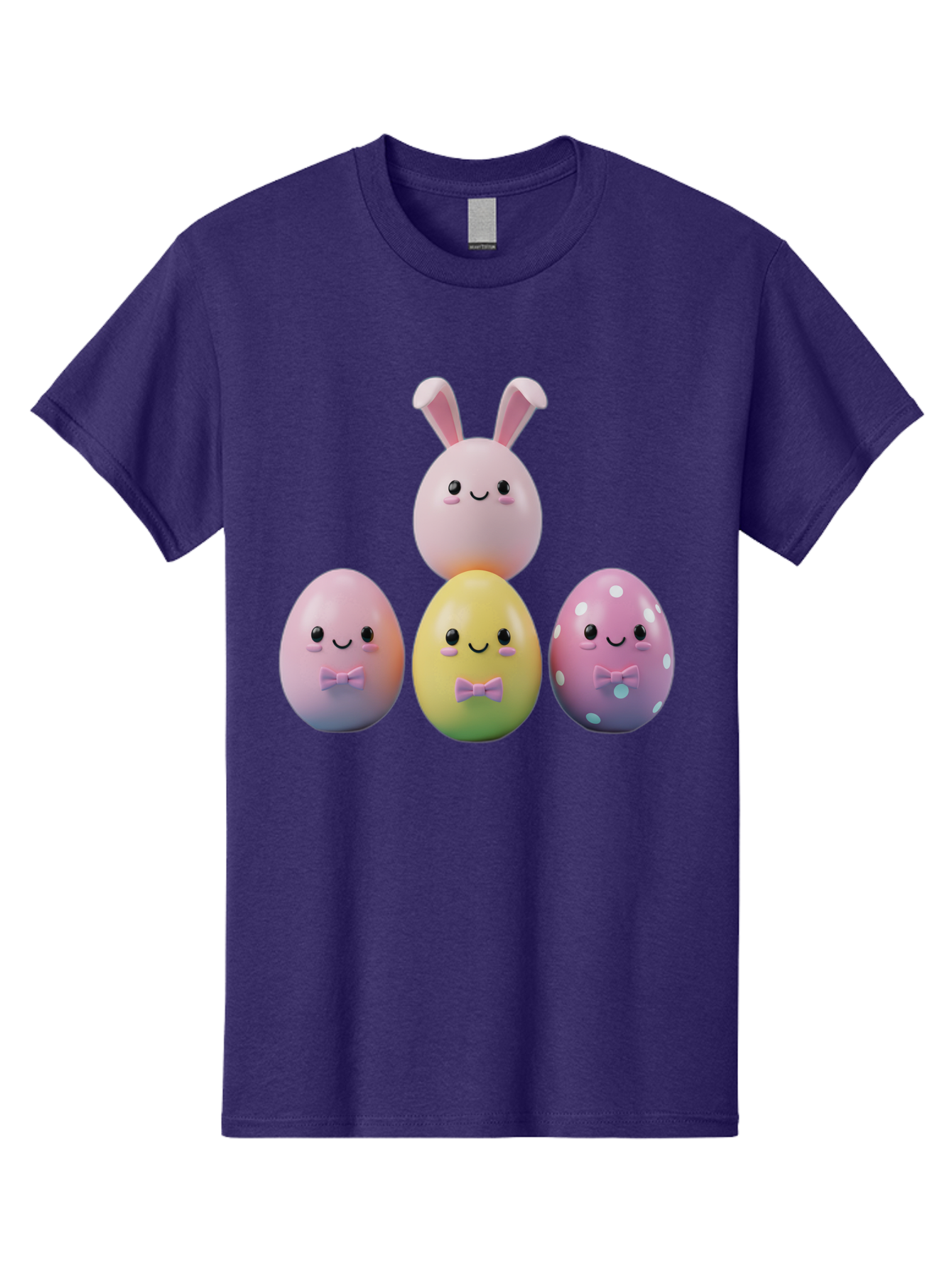 Easter-Eggs-5 Men'S Graphic Tee, 100% Cotton, Comfortable Casual Summer Wear, Machine Washable, Easter Eggs With Smiling Faces, Pastel Colors, Bow Ties, Bunny Ears, Festive Decor, Spring Theme, Cartoon Style, Adorable Characters, Happy Easter, Baa610