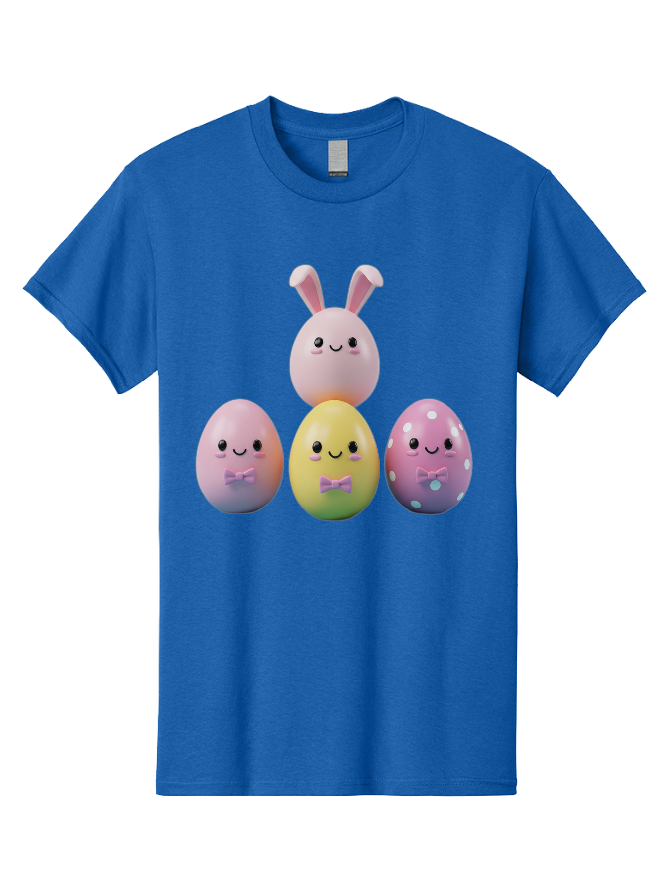 Easter-Eggs-5 Men'S Graphic Tee, 100% Cotton, Comfortable Casual Summer Wear, Machine Washable, Easter Eggs With Smiling Faces, Pastel Colors, Bow Ties, Bunny Ears, Festive Decor, Spring Theme, Cartoon Style, Adorable Characters, Happy Easter, Baa610