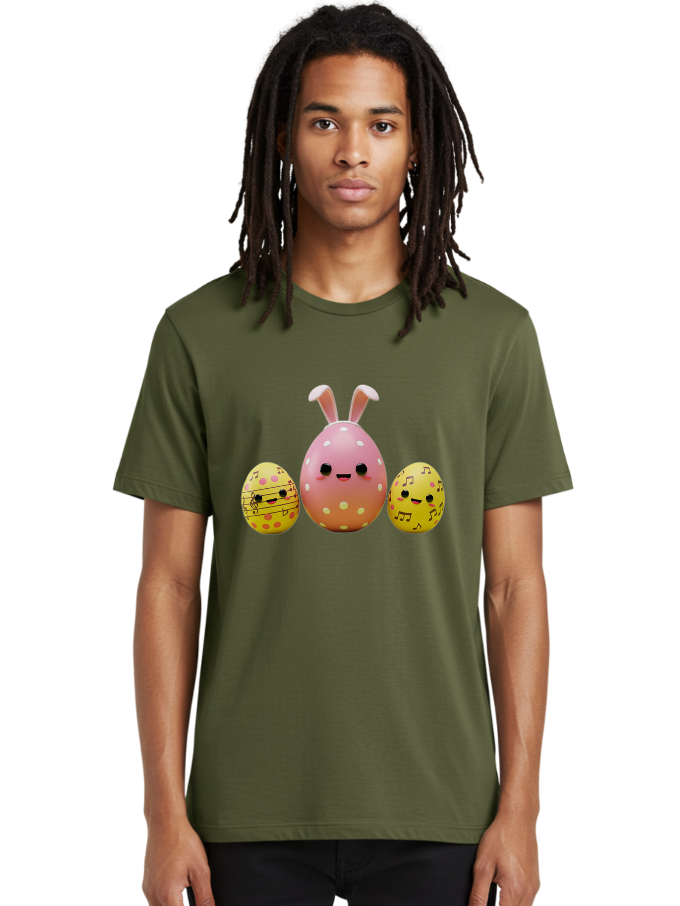 Easter-Eggs-7 Men'S Graphic Tee, 100% Cotton, Comfortable Casual Summer Wear, Machine Washable, Easter Eggs, Cartoon Characters, Funny Faces, Musical Notes, Pastel Colors, Easter Theme, Holiday Decorations, Cute Eggs, Bunny Ears, Smiley Faces, Baa612
