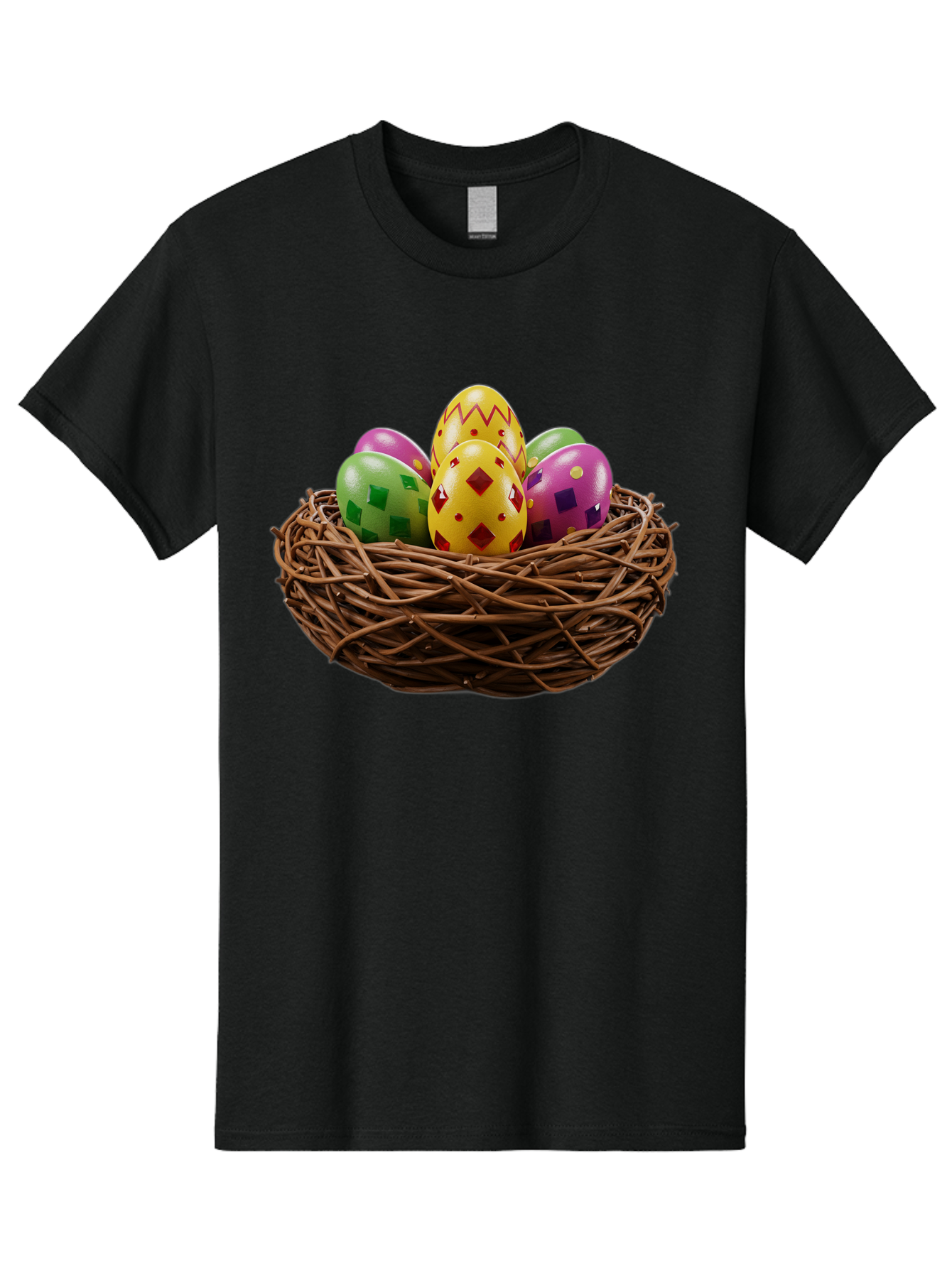Easter-Eggs-9 Men'S Graphic Tee, 100% Cotton, Comfortable Casual Summer Wear, Machine Washable, Easter Eggs, Colorful Patterns, Diamond Shapes, Checkered Designs, Festive Decorations, Spring Holiday, Colorful Eggs, Decorative Nest Baa614