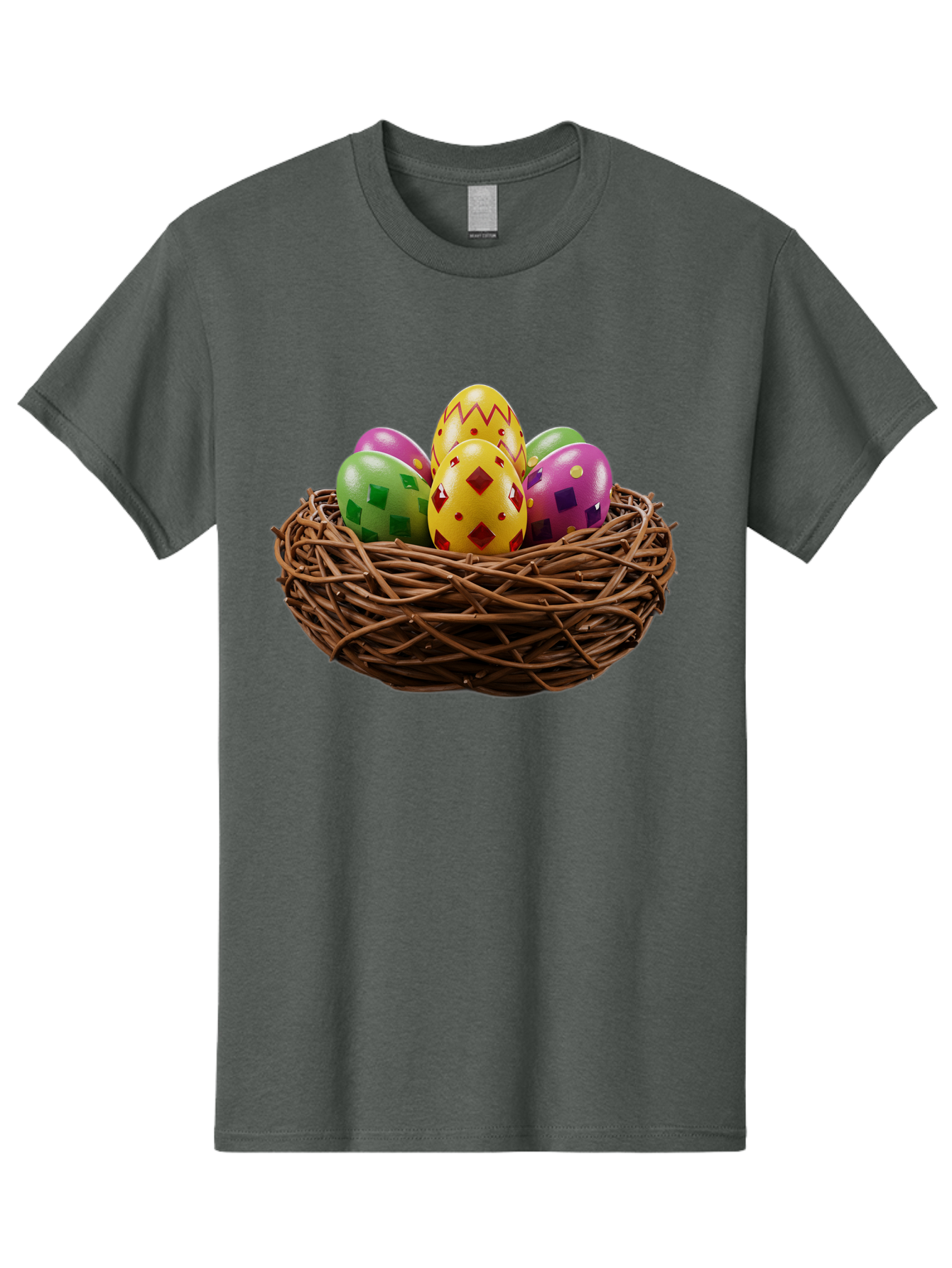 Easter-Eggs-9 Men'S Graphic Tee, 100% Cotton, Comfortable Casual Summer Wear, Machine Washable, Easter Eggs, Colorful Patterns, Diamond Shapes, Checkered Designs, Festive Decorations, Spring Holiday, Colorful Eggs, Decorative Nest Baa614