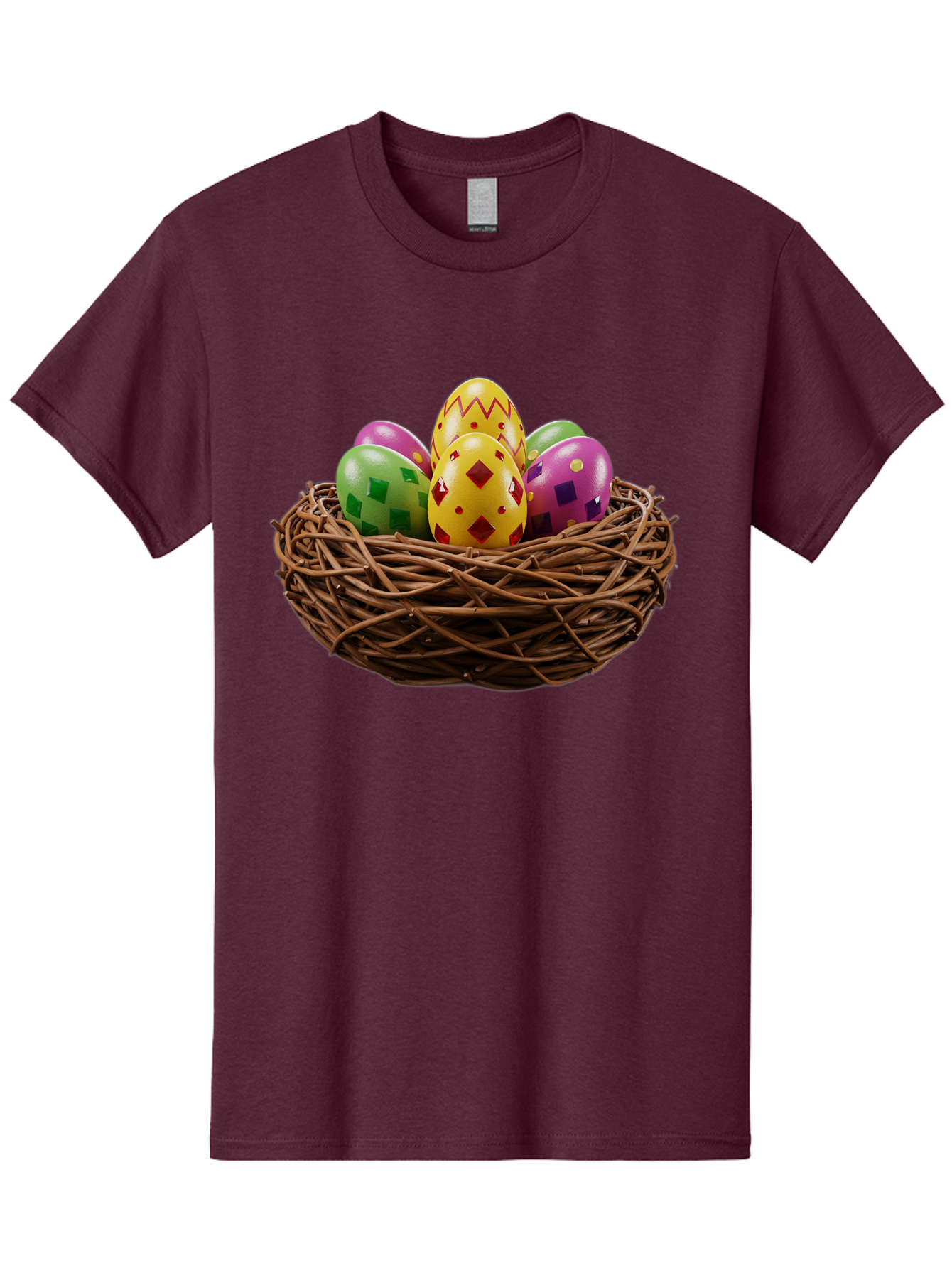 Easter-Eggs-9 Men'S Graphic Tee, 100% Cotton, Comfortable Casual Summer Wear, Machine Washable, Easter Eggs, Colorful Patterns, Diamond Shapes, Checkered Designs, Festive Decorations, Spring Holiday, Colorful Eggs, Decorative Nest Baa614