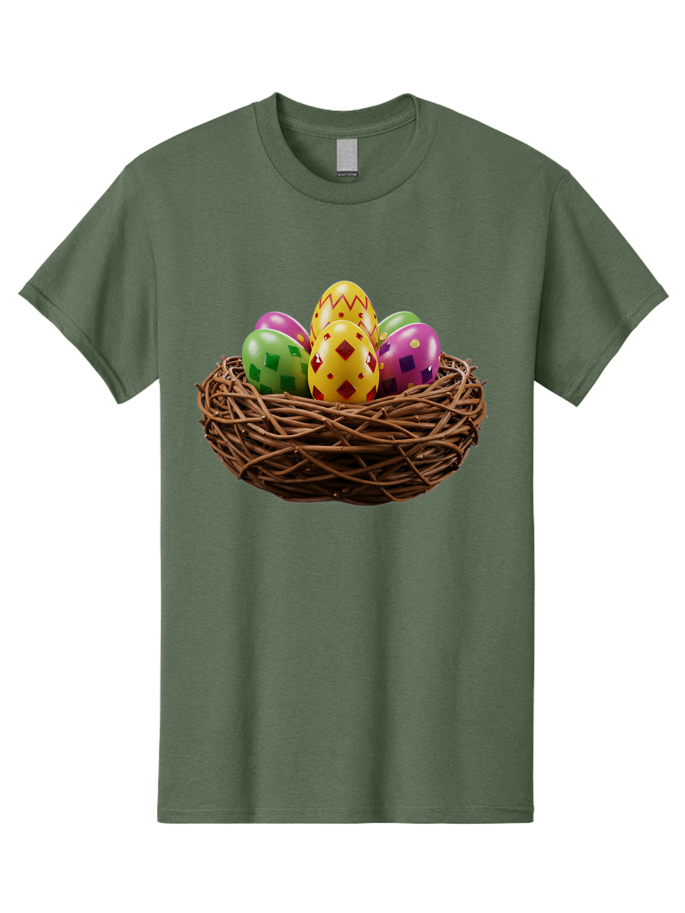 Easter-Eggs-9 Men'S Graphic Tee, 100% Cotton, Comfortable Casual Summer Wear, Machine Washable, Easter Eggs, Colorful Patterns, Diamond Shapes, Checkered Designs, Festive Decorations, Spring Holiday, Colorful Eggs, Decorative Nest Baa614