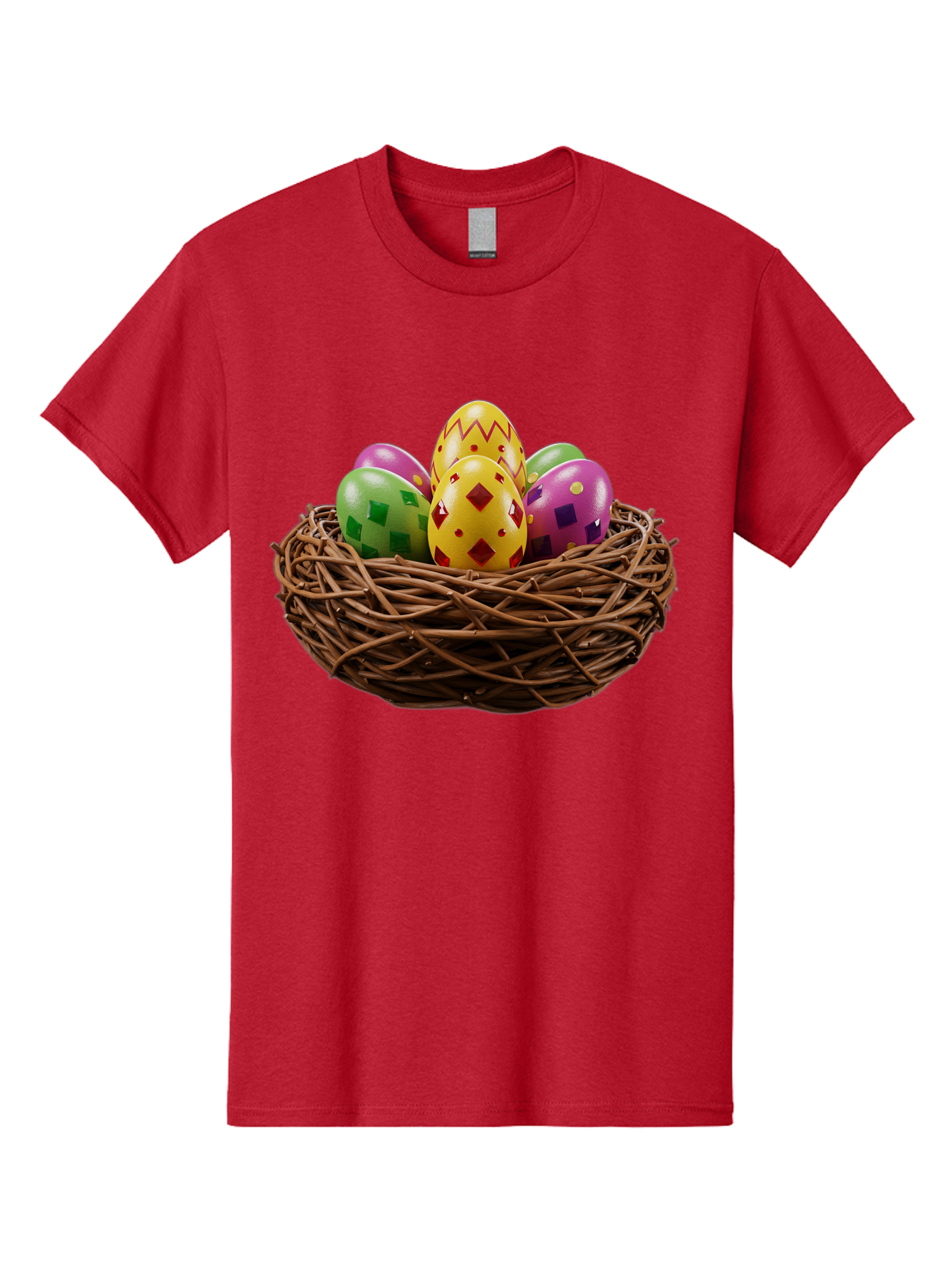 Easter-Eggs-9 Men'S Graphic Tee, 100% Cotton, Comfortable Casual Summer Wear, Machine Washable, Easter Eggs, Colorful Patterns, Diamond Shapes, Checkered Designs, Festive Decorations, Spring Holiday, Colorful Eggs, Decorative Nest Baa614
