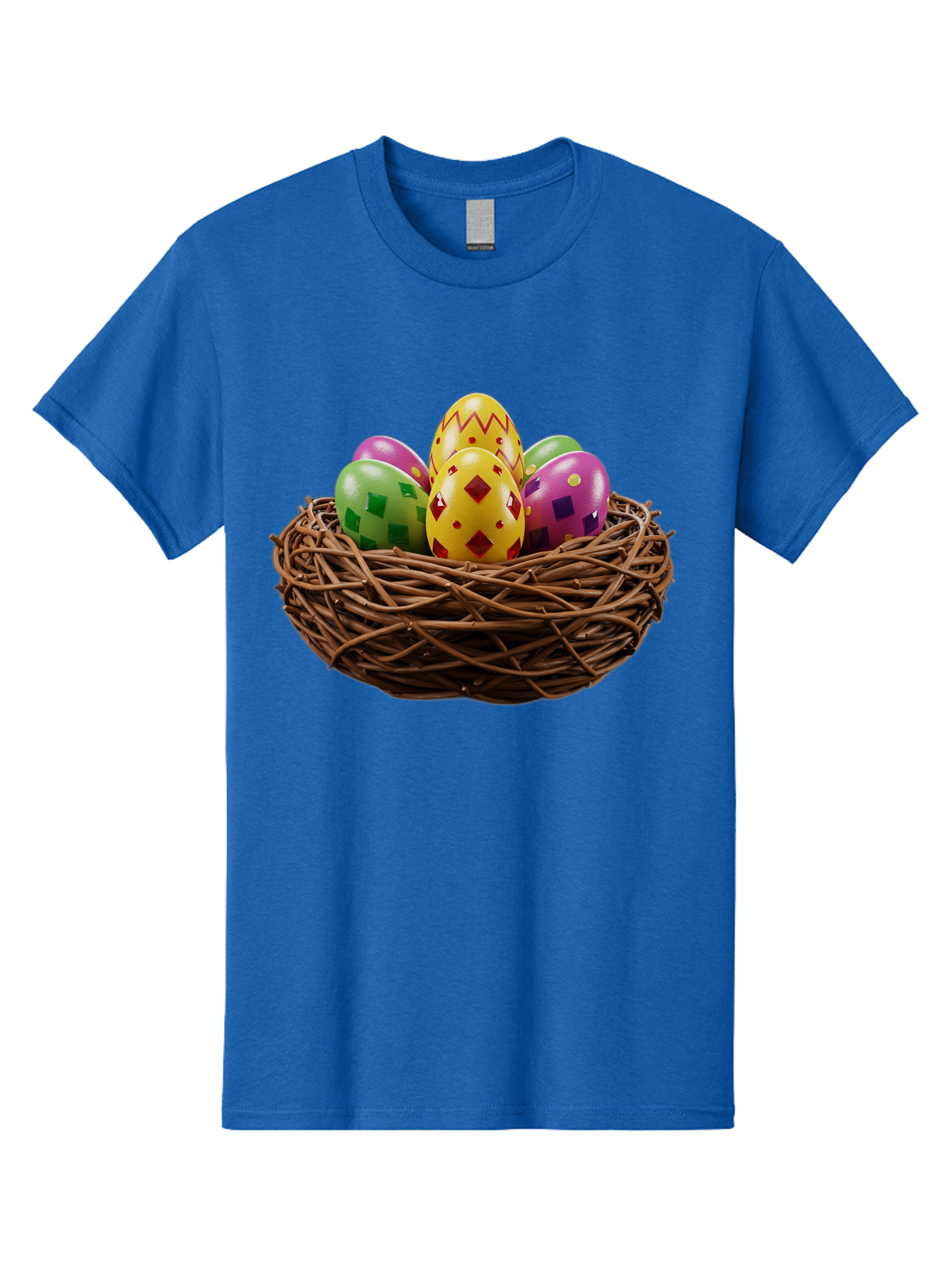 Easter-Eggs-9 Men'S Graphic Tee, 100% Cotton, Comfortable Casual Summer Wear, Machine Washable, Easter Eggs, Colorful Patterns, Diamond Shapes, Checkered Designs, Festive Decorations, Spring Holiday, Colorful Eggs, Decorative Nest Baa614