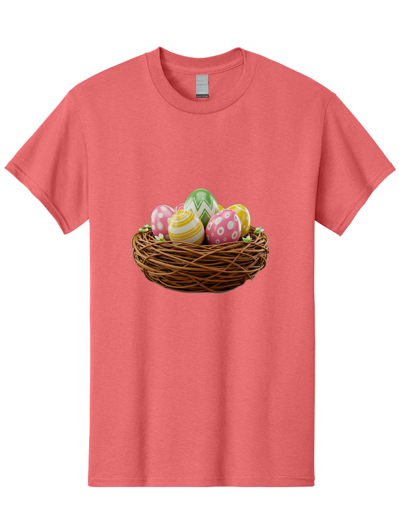 Easter-Eggs-In-Basket-1 Men'S Graphic Tee, 100% Cotton, Comfortable Casual Summer Wear, Machine Washable, Easter Eggs In A Nest, Decorative Eggs, Spring Holiday, Twig Nest, Colorful Eggs, Easter Decorations, Festive Easter Eggs, Egg Hunt, Baa615