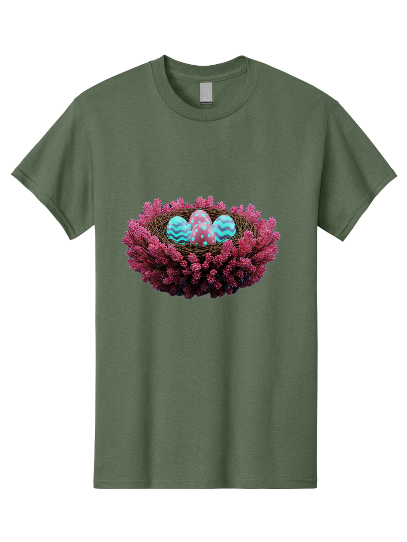 Easter-Eggs-Nest Men'S Graphic Tee, 100% Cotton, Comfortable Casual Summer Wear, Machine Washable, Easter Eggs, Decorated Eggs, Nest, Flowers, Spring, Easter Celebration, Colorful Eggs, Wavy Lines, Dots, Festive Decor Baa621