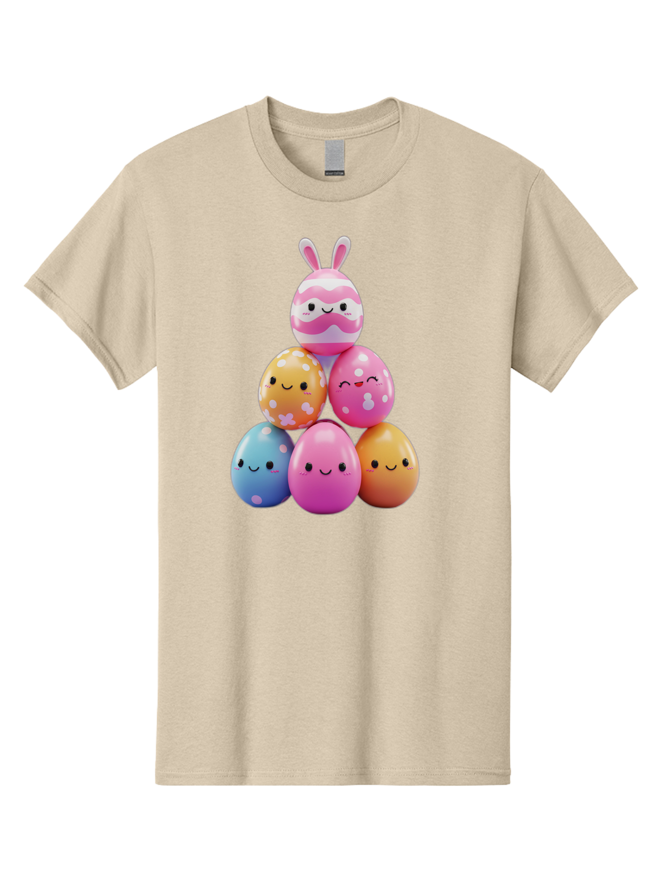 Easter-Eggs-Pyramid Men'S Graphic Tee, 100% Cotton, Comfortable Casual Summer Wear, Machine Washable, Easter Eggs, Colorful Eggs, Cute Eggs, Easter Bunny, Happy Face, Pastel Colors, Polka Dot Eggs, Easter Decoration, Spring Theme, Festive Eggs Baa622
