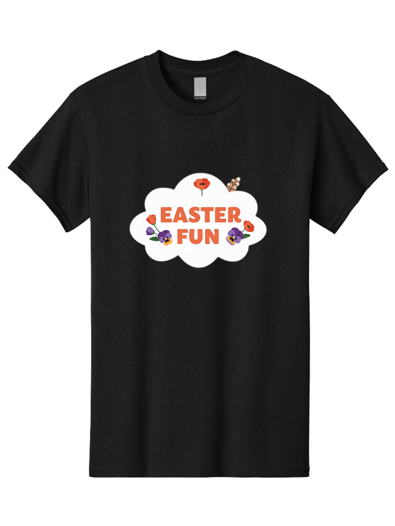 Easter-Fun Men'S Graphic Tee, 100% Cotton, Comfortable Casual Summer Wear, Machine Washable, Easter Celebration, Spring Flowers, Vibrant Colors, Floral Decorations, Easter Joy, Festive Atmosphere, Cartoon Style, Poppy Flowers, Easter Fun Baa627