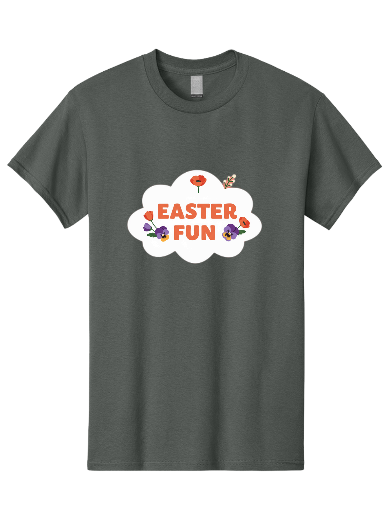 Easter-Fun Men'S Graphic Tee, 100% Cotton, Comfortable Casual Summer Wear, Machine Washable, Easter Celebration, Spring Flowers, Vibrant Colors, Floral Decorations, Easter Joy, Festive Atmosphere, Cartoon Style, Poppy Flowers, Easter Fun Baa627