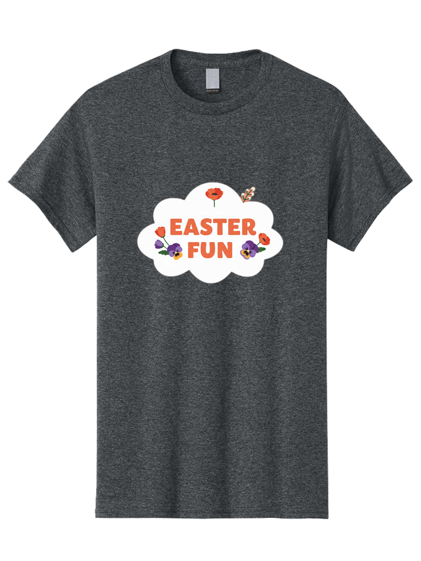 Easter-Fun Men'S Graphic Tee, 100% Cotton, Comfortable Casual Summer Wear, Machine Washable, Easter Celebration, Spring Flowers, Vibrant Colors, Floral Decorations, Easter Joy, Festive Atmosphere, Cartoon Style, Poppy Flowers, Easter Fun Baa627