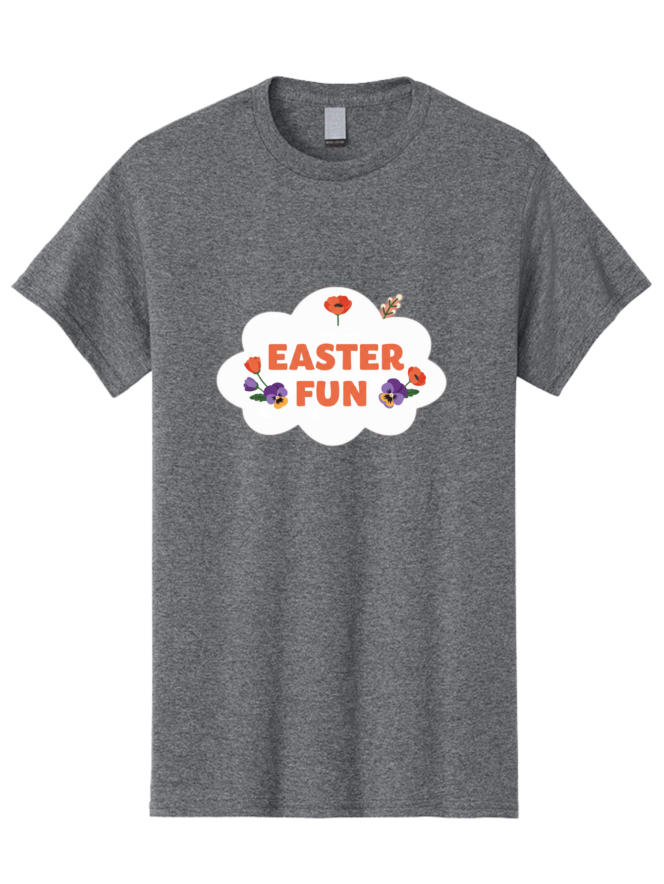 Easter-Fun Men'S Graphic Tee, 100% Cotton, Comfortable Casual Summer Wear, Machine Washable, Easter Celebration, Spring Flowers, Vibrant Colors, Floral Decorations, Easter Joy, Festive Atmosphere, Cartoon Style, Poppy Flowers, Easter Fun Baa627