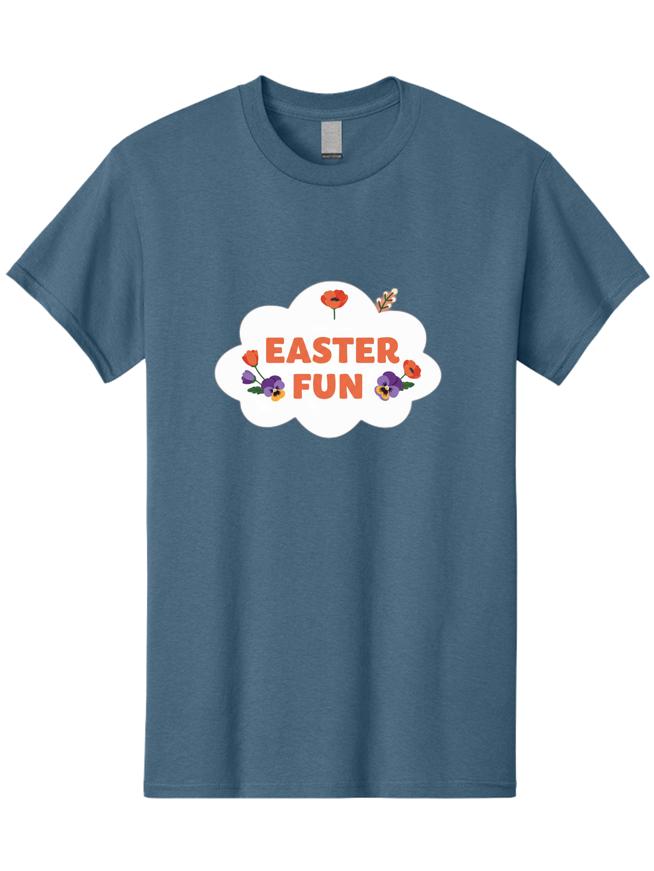 Easter-Fun Men'S Graphic Tee, 100% Cotton, Comfortable Casual Summer Wear, Machine Washable, Easter Celebration, Spring Flowers, Vibrant Colors, Floral Decorations, Easter Joy, Festive Atmosphere, Cartoon Style, Poppy Flowers, Easter Fun Baa627