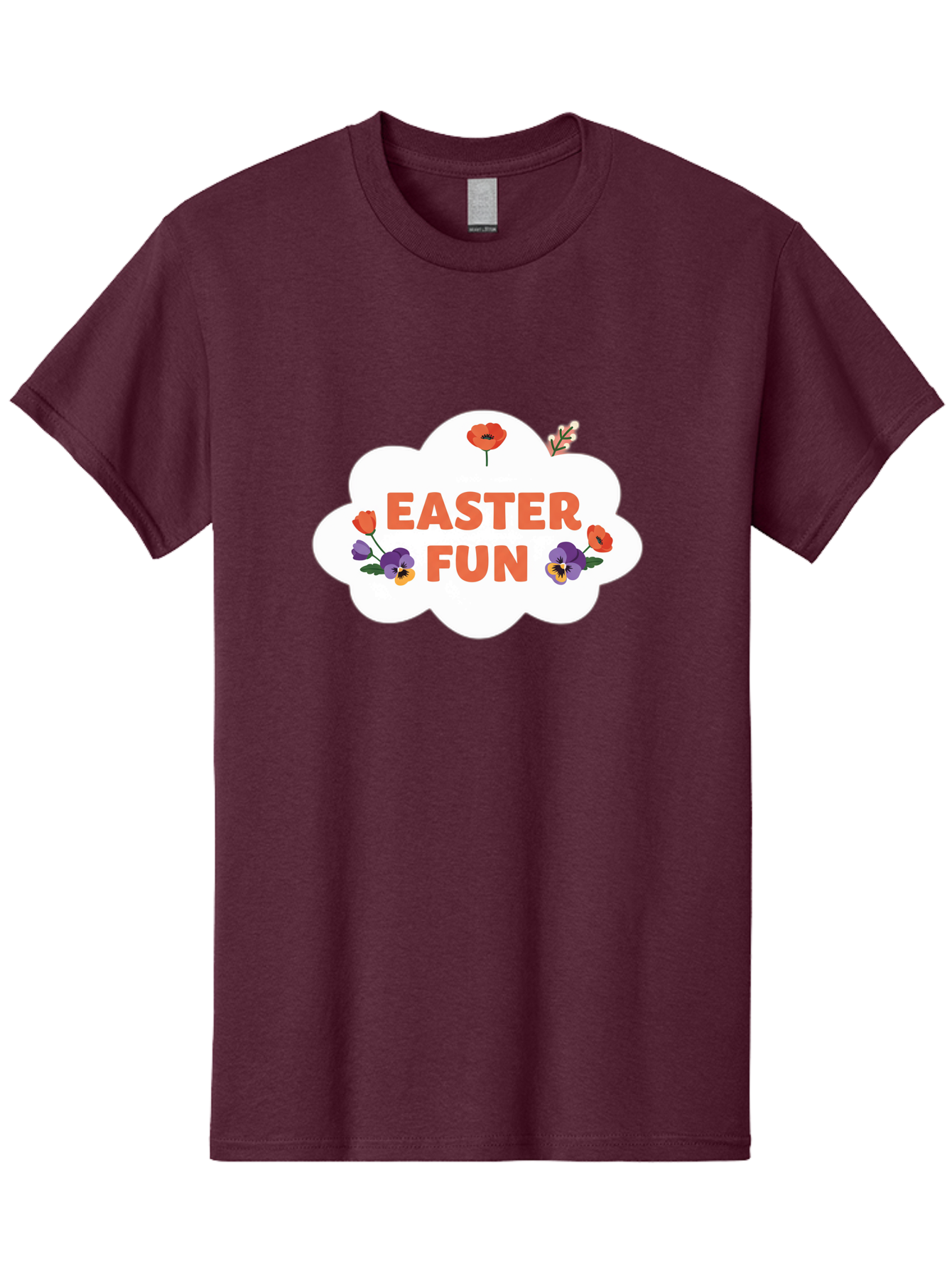 Easter-Fun Men'S Graphic Tee, 100% Cotton, Comfortable Casual Summer Wear, Machine Washable, Easter Celebration, Spring Flowers, Vibrant Colors, Floral Decorations, Easter Joy, Festive Atmosphere, Cartoon Style, Poppy Flowers, Easter Fun Baa627