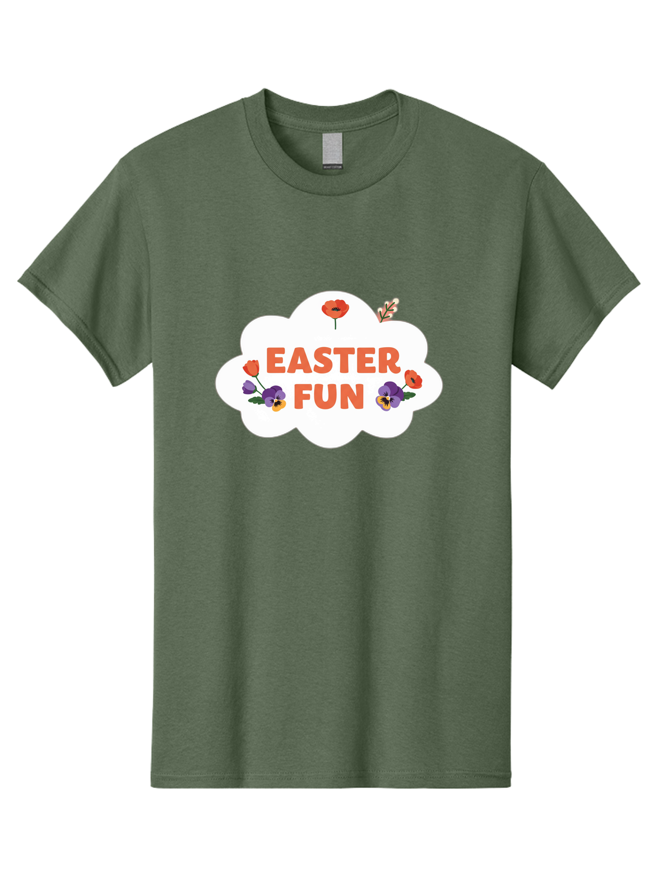 Easter-Fun Men'S Graphic Tee, 100% Cotton, Comfortable Casual Summer Wear, Machine Washable, Easter Celebration, Spring Flowers, Vibrant Colors, Floral Decorations, Easter Joy, Festive Atmosphere, Cartoon Style, Poppy Flowers, Easter Fun Baa627