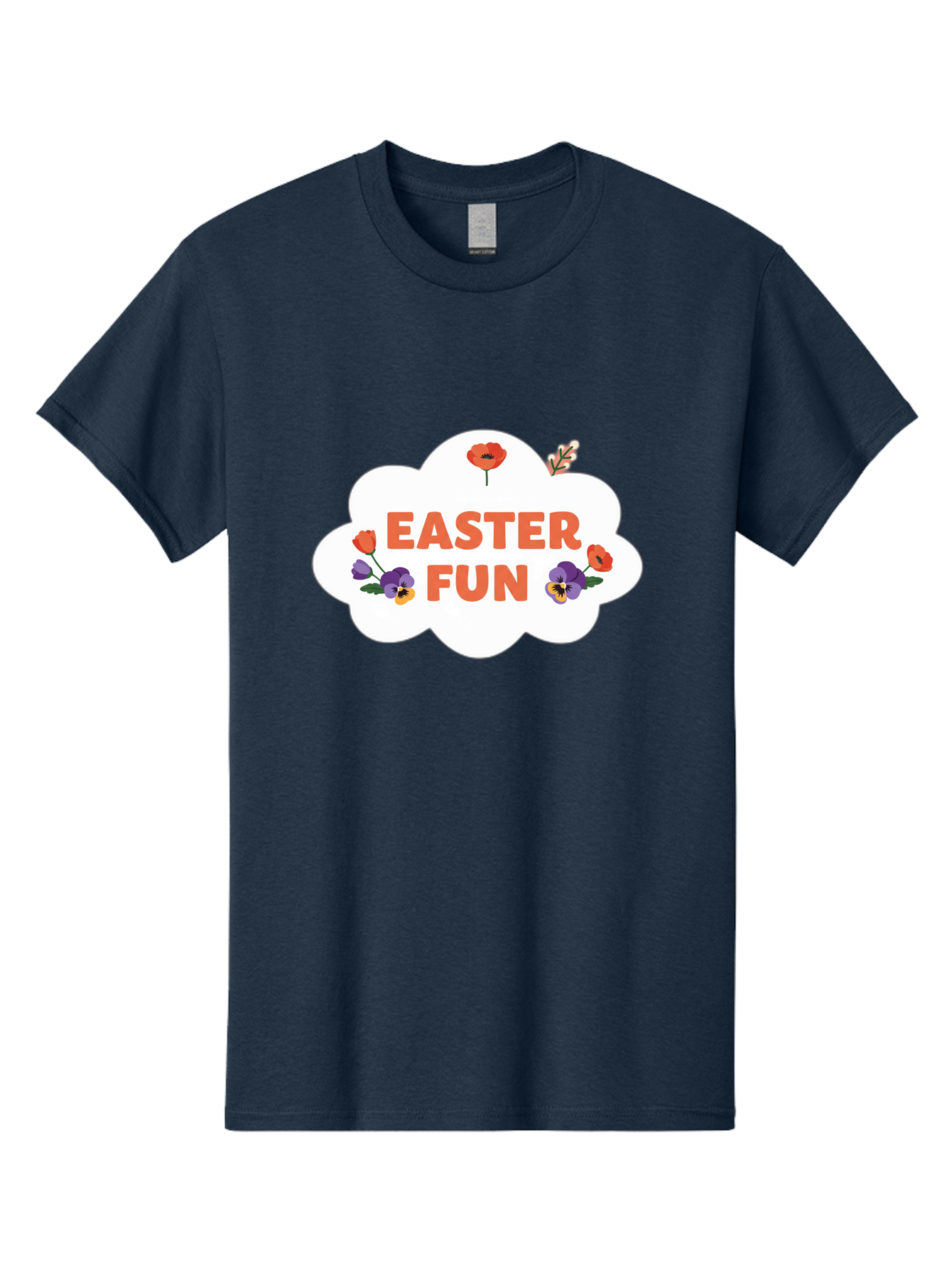 Easter-Fun Men'S Graphic Tee, 100% Cotton, Comfortable Casual Summer Wear, Machine Washable, Easter Celebration, Spring Flowers, Vibrant Colors, Floral Decorations, Easter Joy, Festive Atmosphere, Cartoon Style, Poppy Flowers, Easter Fun Baa627