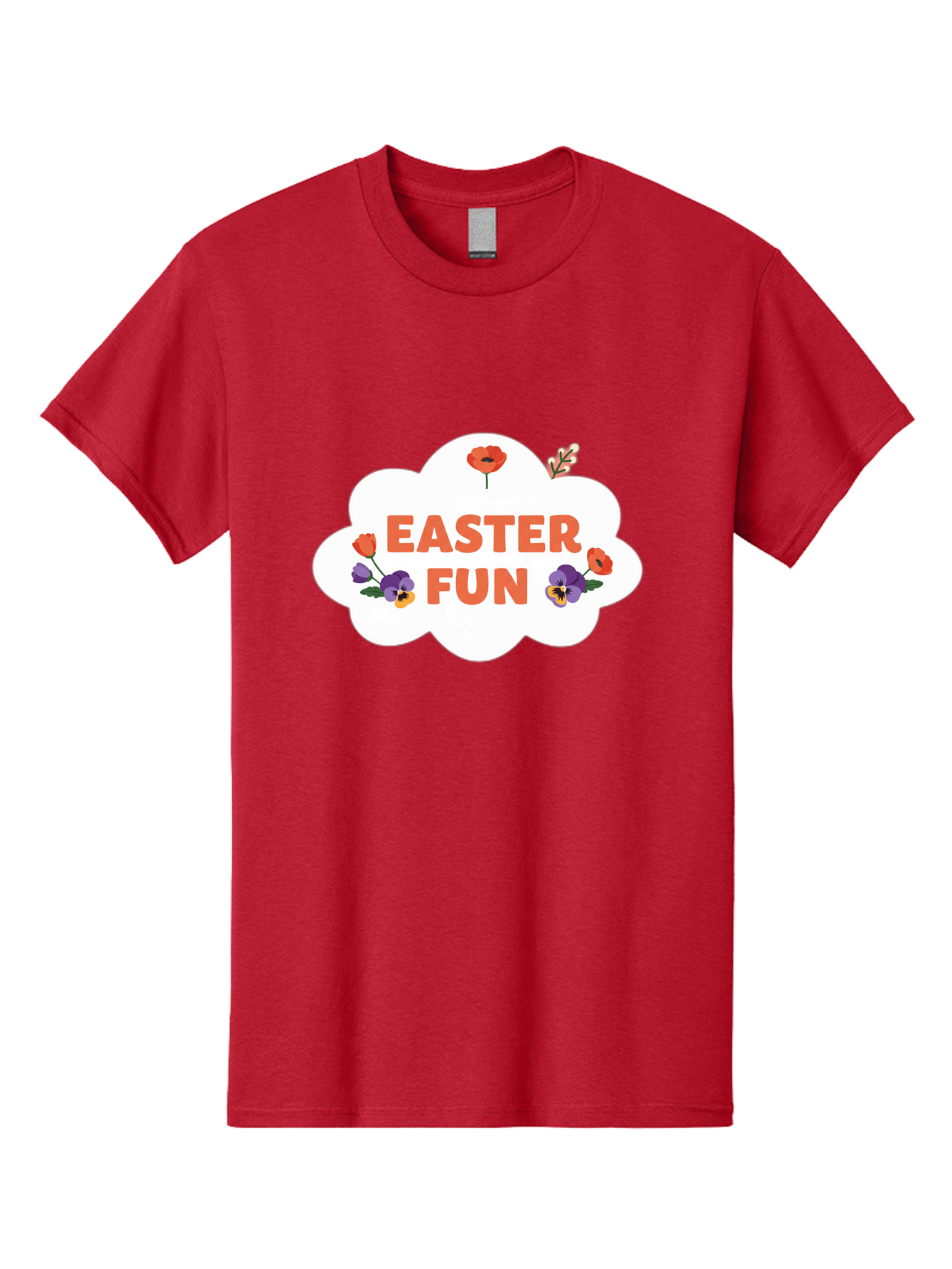 Easter-Fun Men'S Graphic Tee, 100% Cotton, Comfortable Casual Summer Wear, Machine Washable, Easter Celebration, Spring Flowers, Vibrant Colors, Floral Decorations, Easter Joy, Festive Atmosphere, Cartoon Style, Poppy Flowers, Easter Fun Baa627